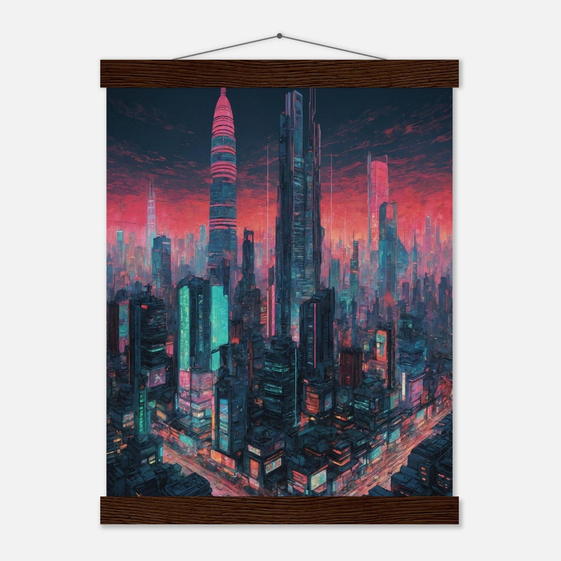 Premium Matte Paper Poster with Hanger - Minimalistische Kunstpräsentation mit Holzhänger Print Material Modern Masterpieces 27x35 cm / 11x14″ Dark wood wall hanger 