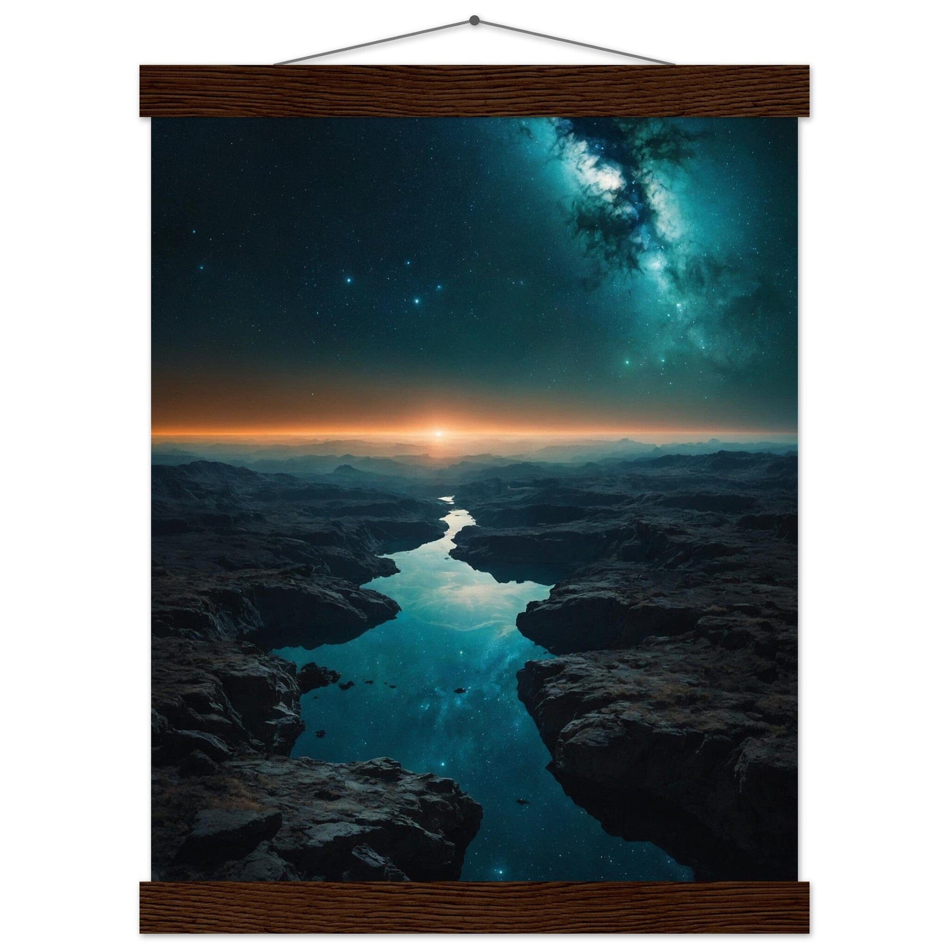 Premium Matte Paper Poster with Hanger - Minimalistische Kunstpräsentation mit Holzhänger Print Material Modern Masterpieces 27x35 cm / 11x14″ Dark wood wall hanger 