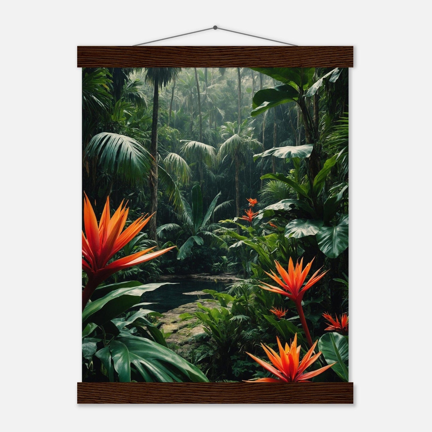 Premium Matte Paper Poster with Hanger - Minimalistische Kunstpräsentation mit Holzhänger Print Material Modern Masterpieces 27x35 cm / 11x14″ Dark wood wall hanger 