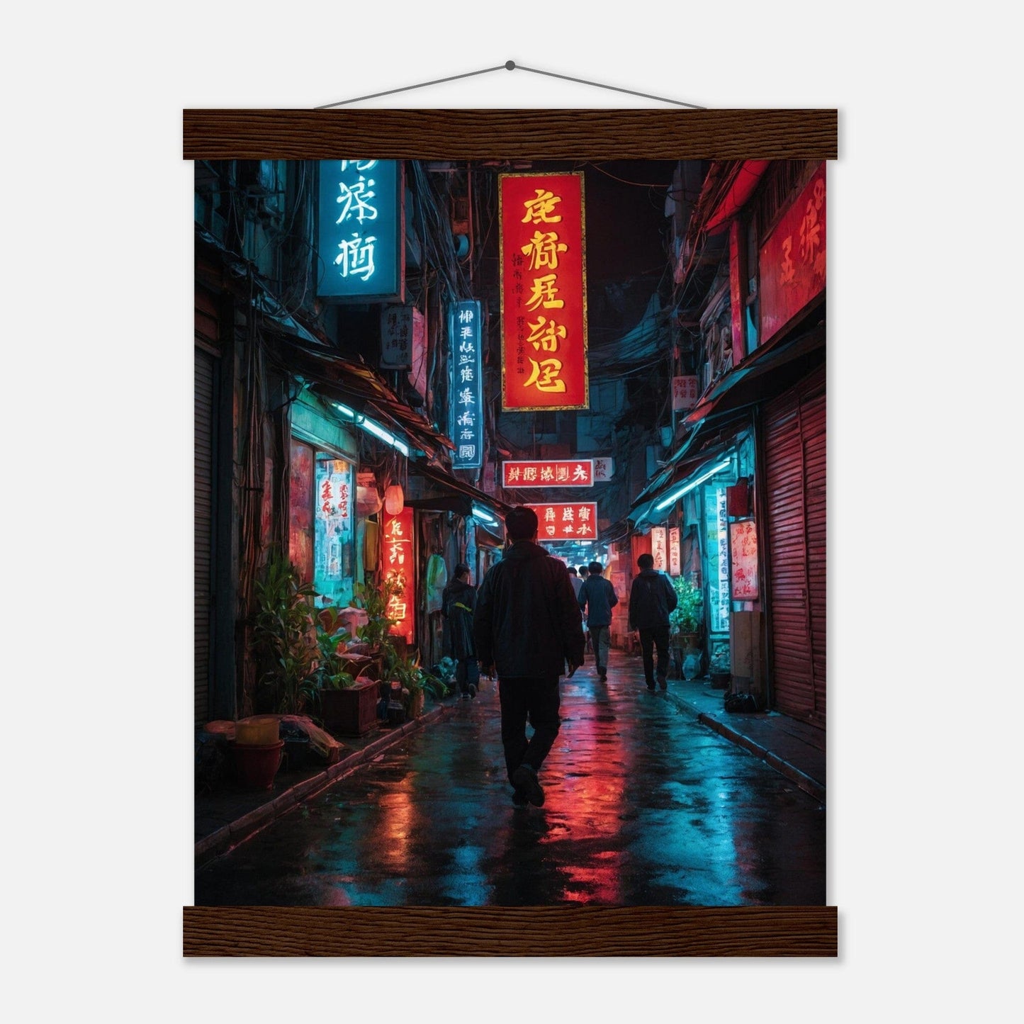 Premium Matte Paper Poster with Hanger - Minimalistische Kunstpräsentation mit Holzhänger Print Material Modern Masterpieces 27x35 cm / 11x14″ Dark wood wall hanger 
