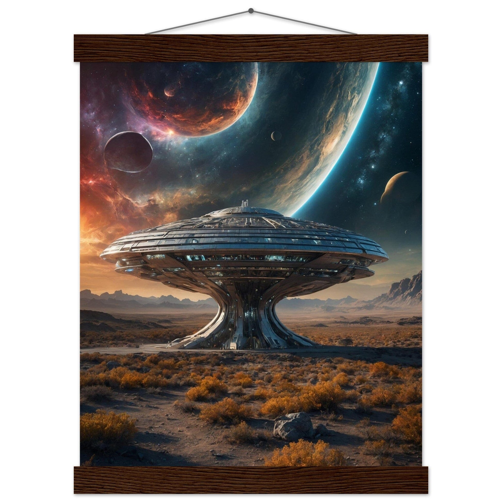Premium Matte Paper Poster with Hanger - Minimalistische Kunstpräsentation mit Holzhänger Print Material Modern Masterpieces 27x35 cm / 11x14″ Dark wood wall hanger 