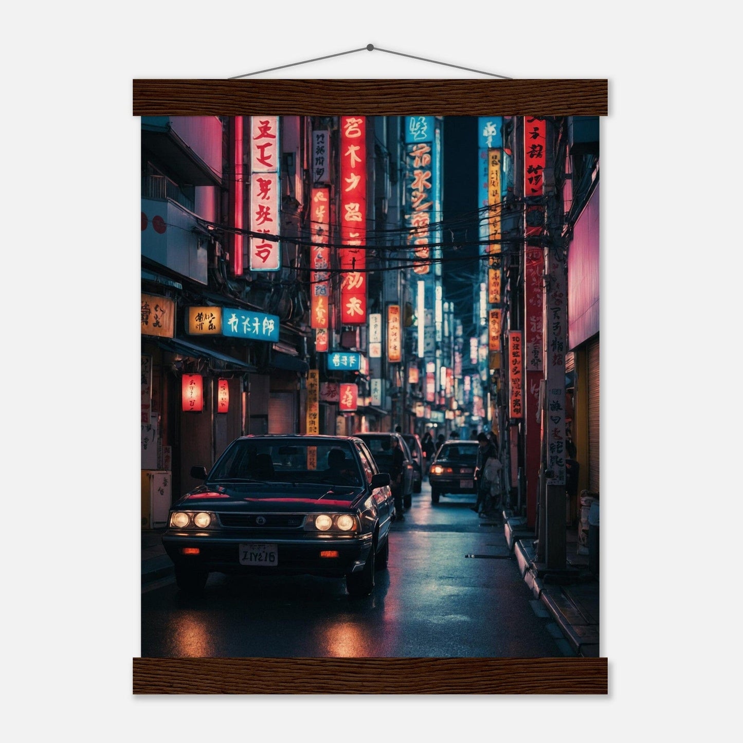 Premium Matte Paper Poster with Hanger - Minimalistische Kunstpräsentation mit Holzhänger Print Material Modern Masterpieces 27x35 cm / 11x14″ Dark wood wall hanger 