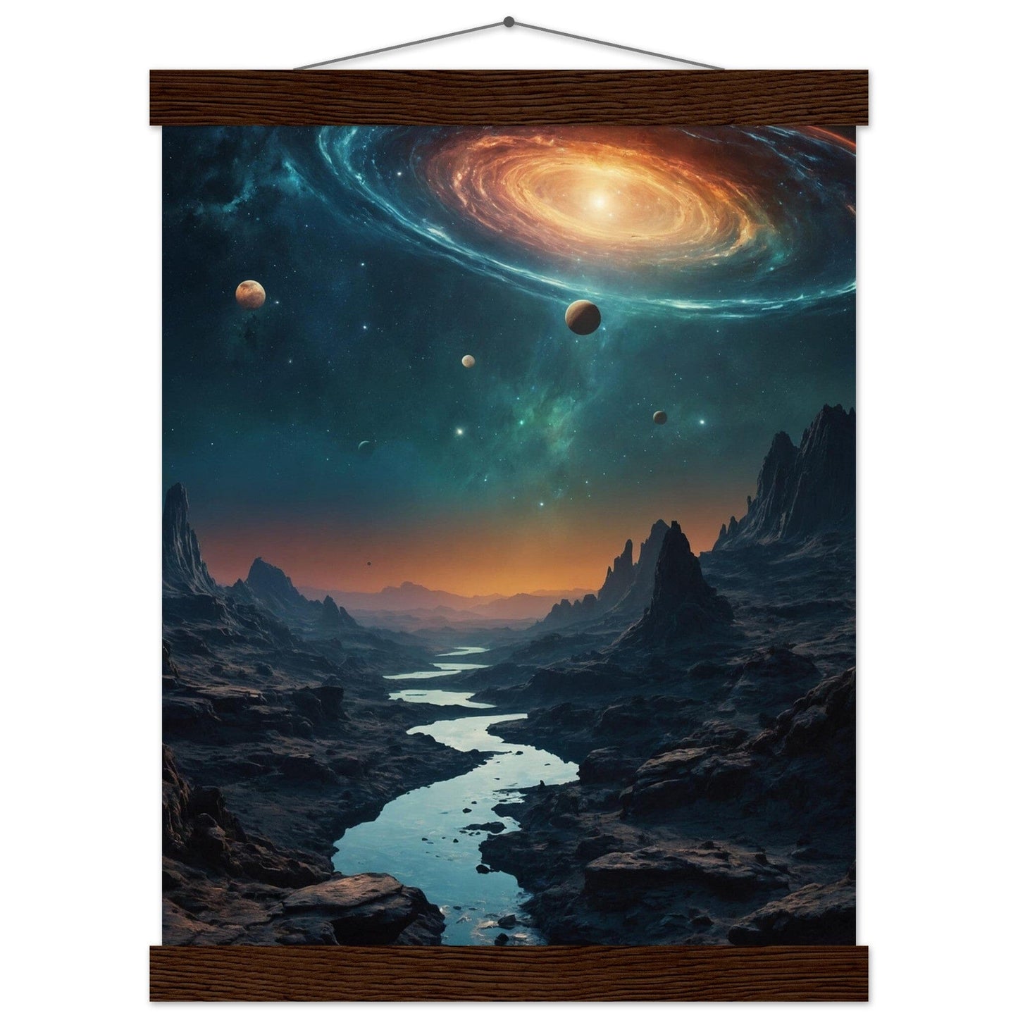 Premium Matte Paper Poster with Hanger - Minimalistische Kunstpräsentation mit Holzhänger Print Material Modern Masterpieces 27x35 cm / 11x14″ Dark wood wall hanger 