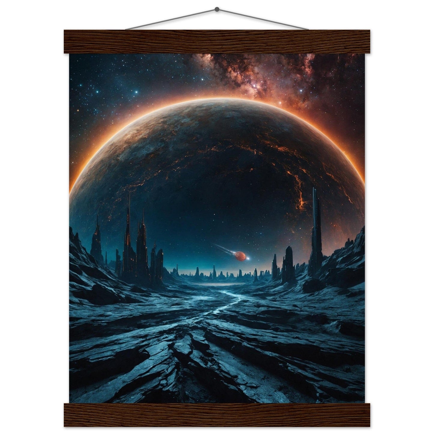 Premium Matte Paper Poster with Hanger - Minimalistische Kunstpräsentation mit Holzhänger Print Material Modern Masterpieces 27x35 cm / 11x14″ Dark wood wall hanger 