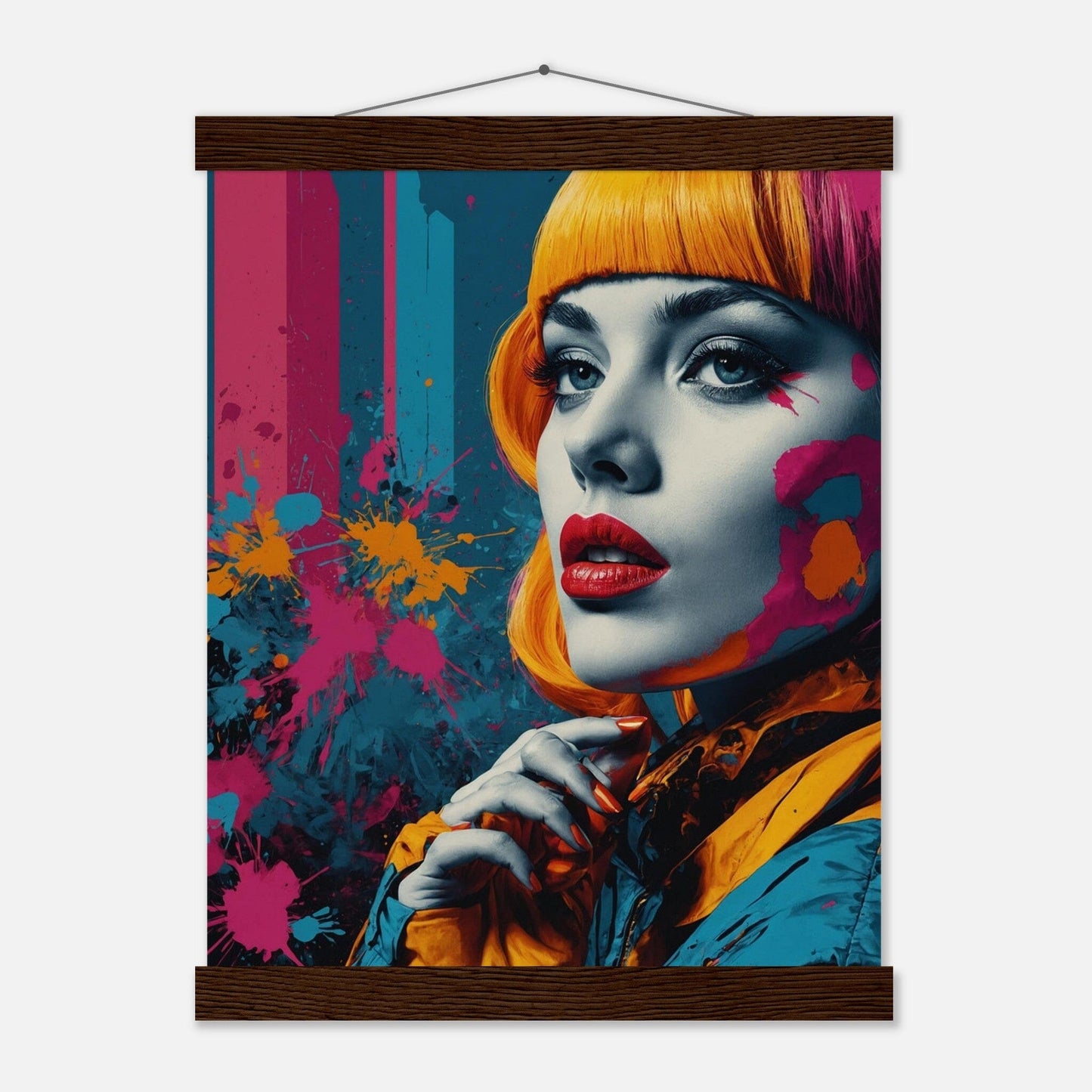 Premium Matte Paper Poster with Hanger - Minimalistische Kunstpräsentation mit Holzhänger Print Material Modern Masterpieces 27x35 cm / 11x14″ Dark wood wall hanger 