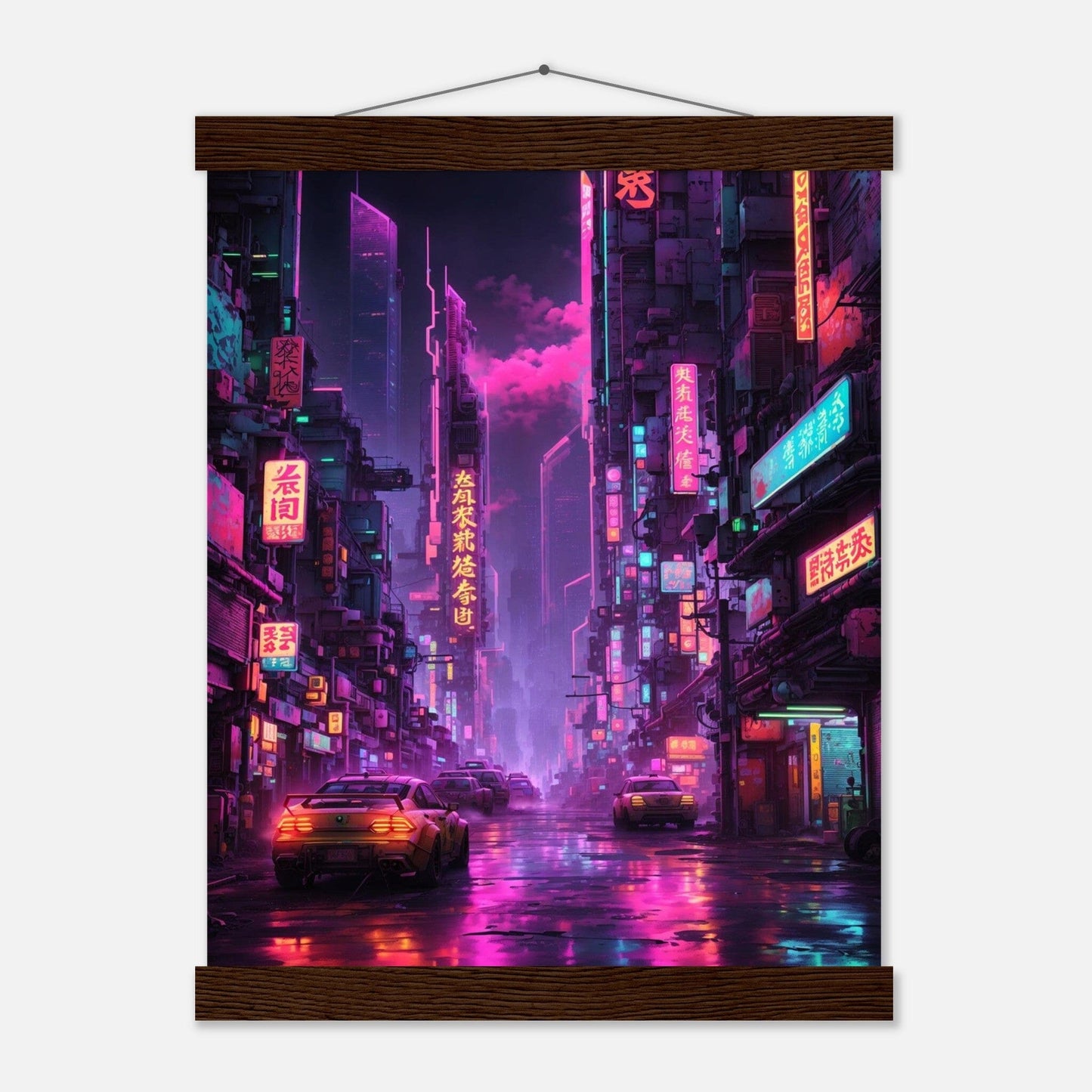 Premium Matte Paper Poster with Hanger - Minimalistische Kunstpräsentation mit Holzhänger Print Material Modern Masterpieces 27x35 cm / 11x14″ Dark wood wall hanger 