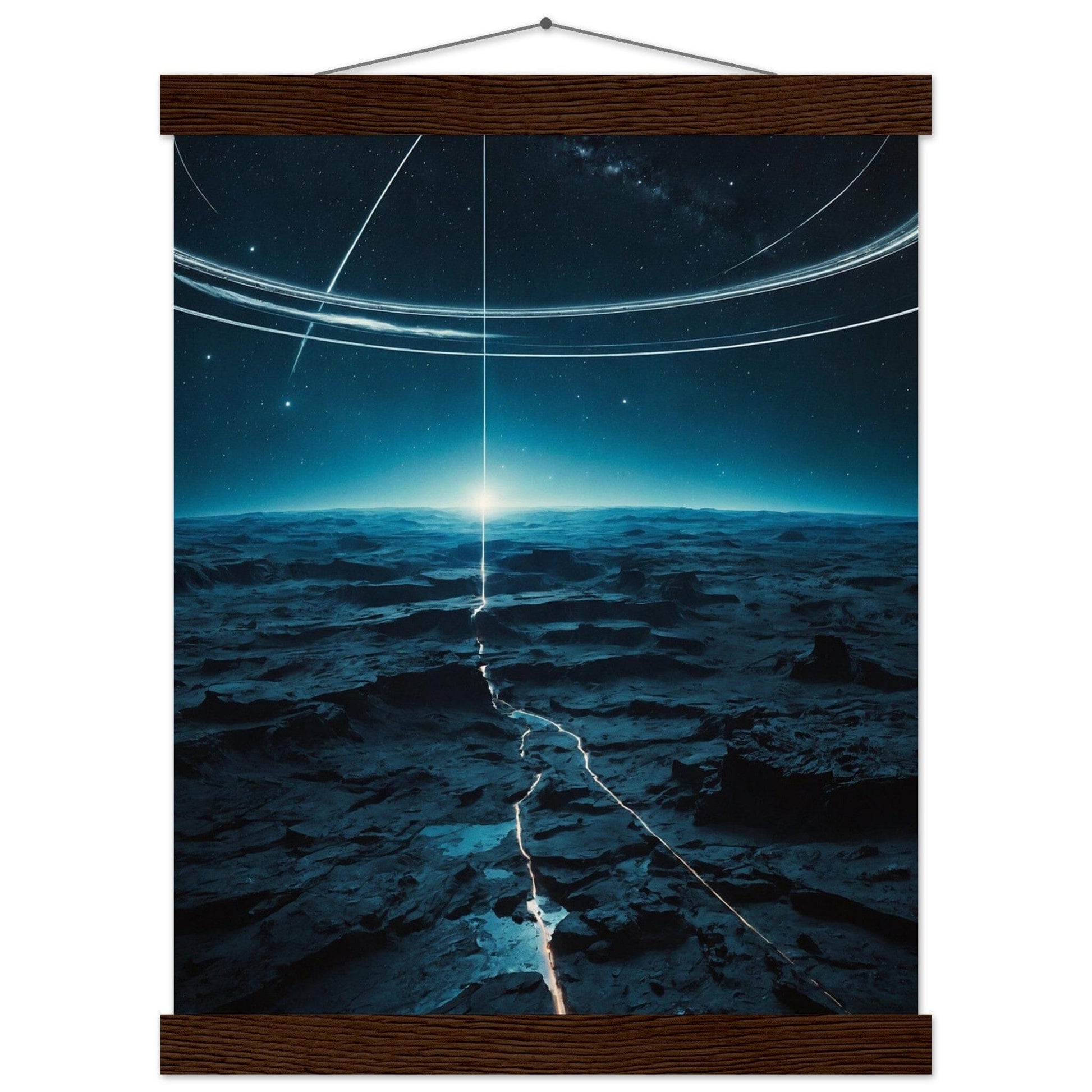 Premium Matte Paper Poster with Hanger - Minimalistische Kunstpräsentation mit Holzhänger Print Material Modern Masterpieces 27x35 cm / 11x14″ Dark wood wall hanger 