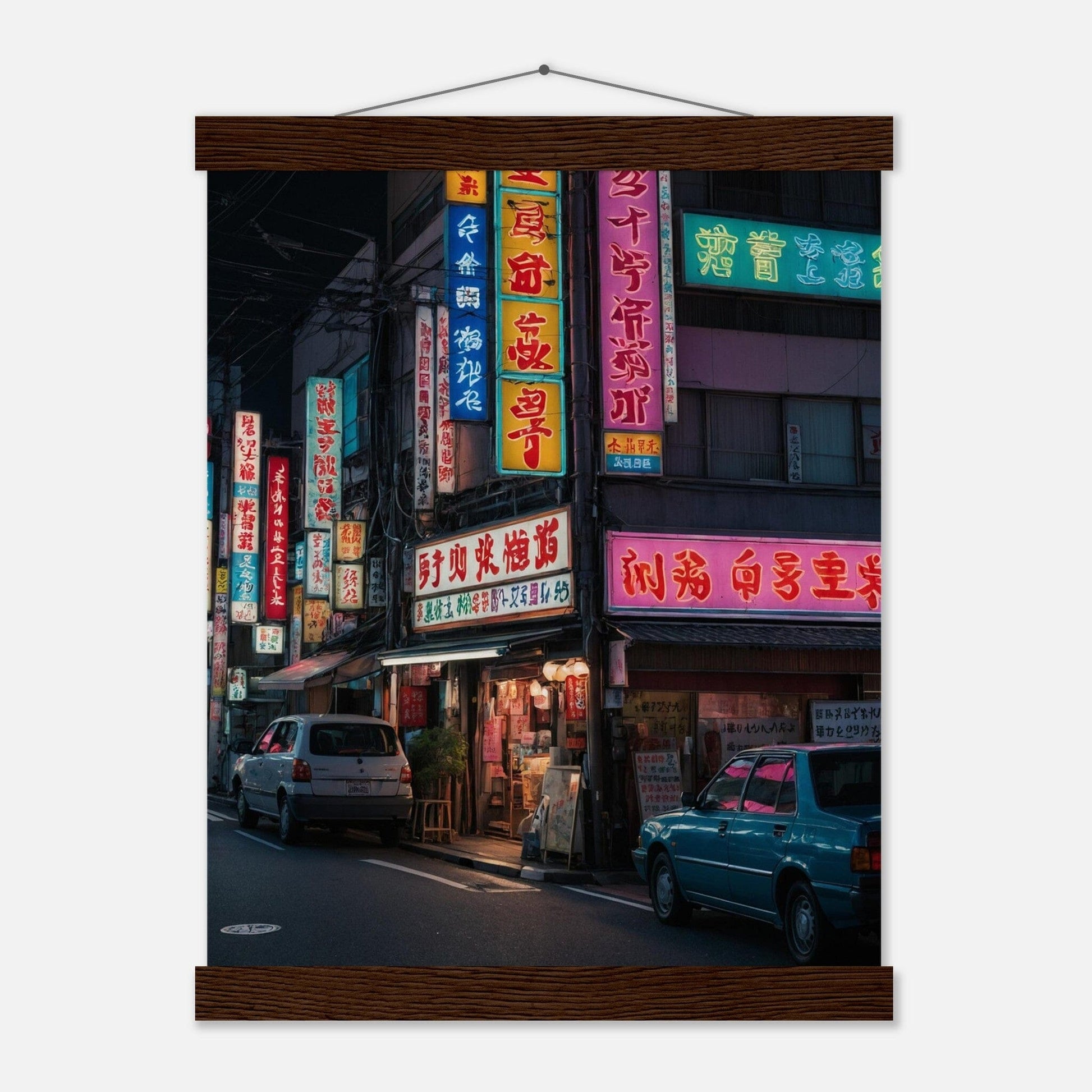 Premium Matte Paper Poster with Hanger - Minimalistische Kunstpräsentation mit Holzhänger Print Material Modern Masterpieces 27x35 cm / 11x14″ Dark wood wall hanger 