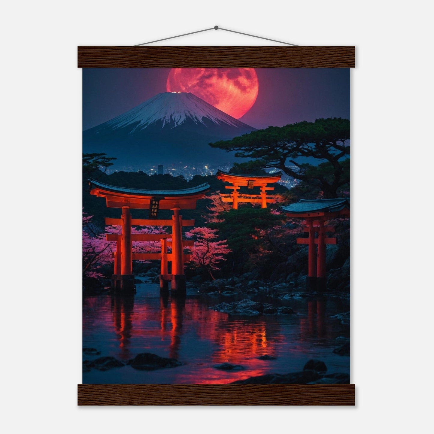 Premium Matte Paper Poster with Hanger - Minimalistische Kunstpräsentation mit Holzhänger Print Material Modern Masterpieces 27x35 cm / 11x14″ Dark wood wall hanger 
