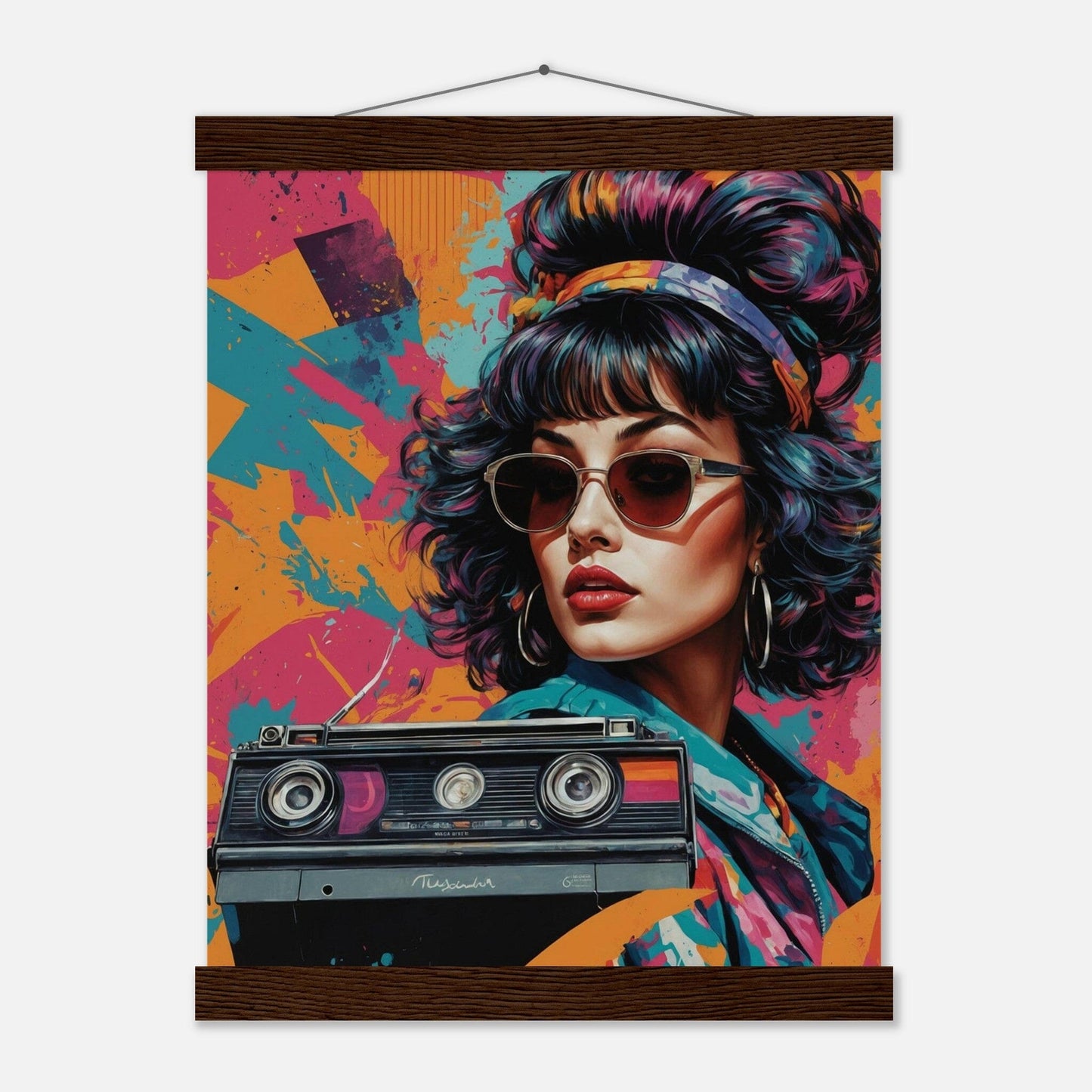 Premium Matte Paper Poster with Hanger - Minimalistische Kunstpräsentation mit Holzhänger Print Material Modern Masterpieces 27x35 cm / 11x14″ Dark wood wall hanger 