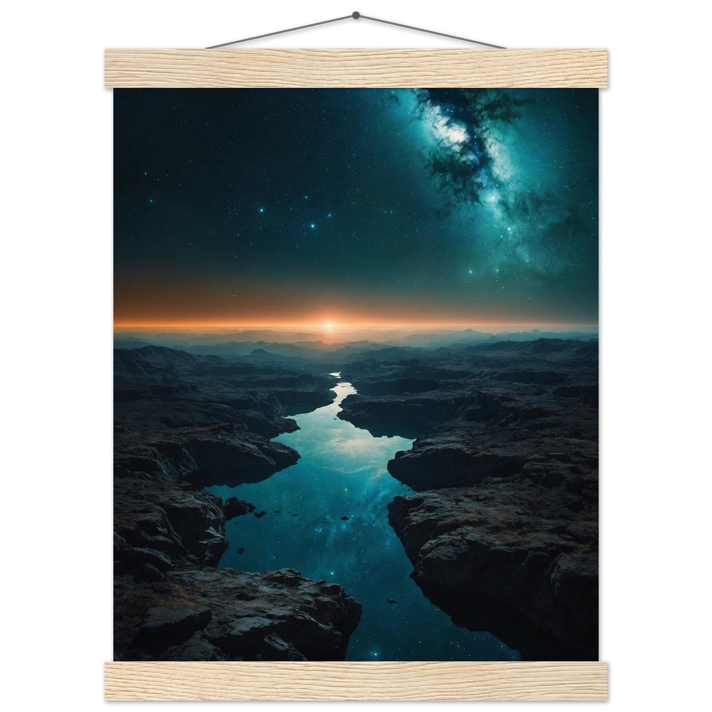 Premium Matte Paper Poster with Hanger - Minimalistische Kunstpräsentation mit Holzhänger Print Material Modern Masterpieces 27x35 cm / 11x14″ Natural wood wall hanger 
