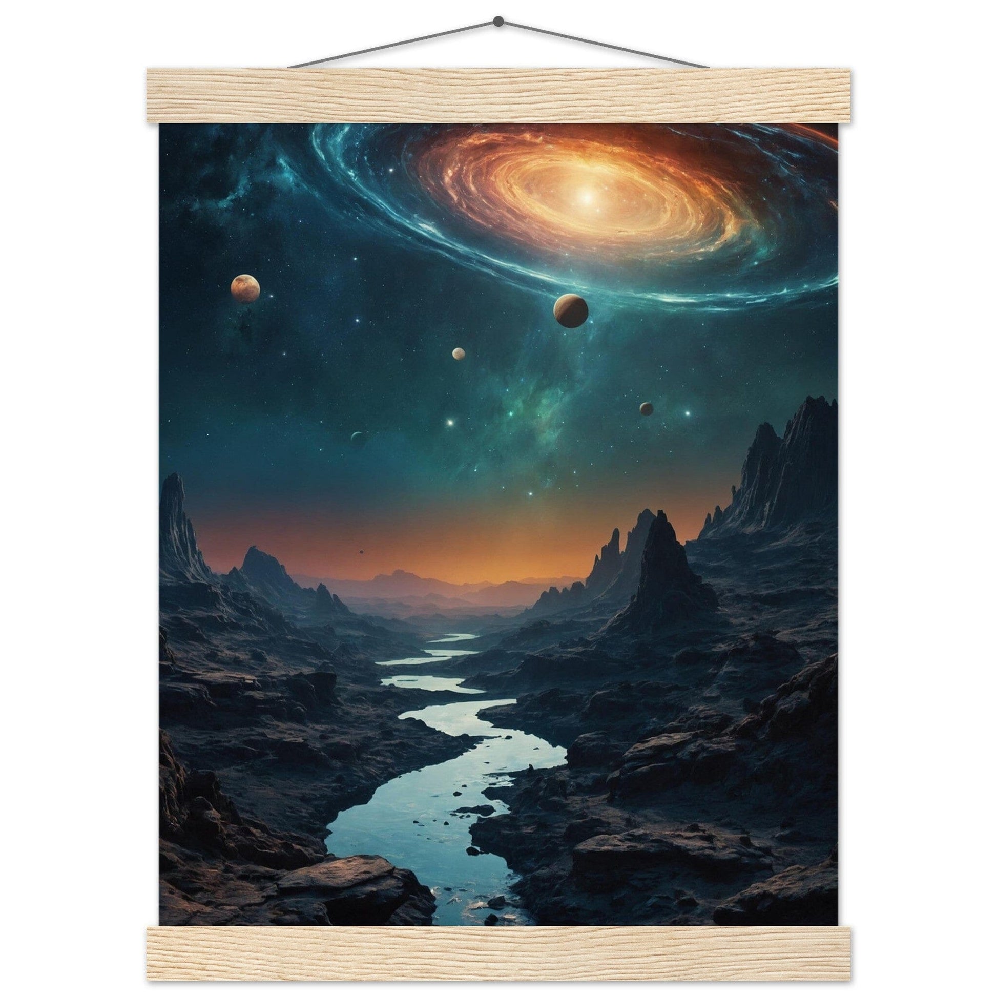 Premium Matte Paper Poster with Hanger - Minimalistische Kunstpräsentation mit Holzhänger Print Material Modern Masterpieces 27x35 cm / 11x14″ Natural wood wall hanger 