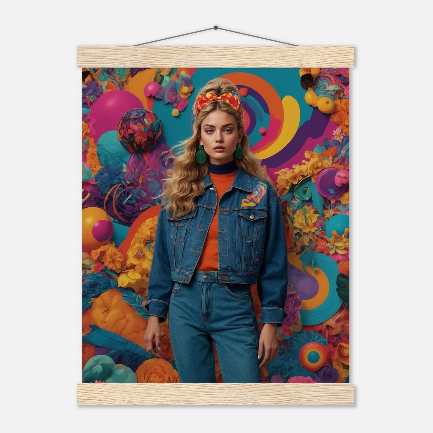 Premium Matte Paper Poster with Hanger - Minimalistische Kunstpräsentation mit Holzhänger Print Material Modern Masterpieces 27x35 cm / 11x14″ Natural wood wall hanger 