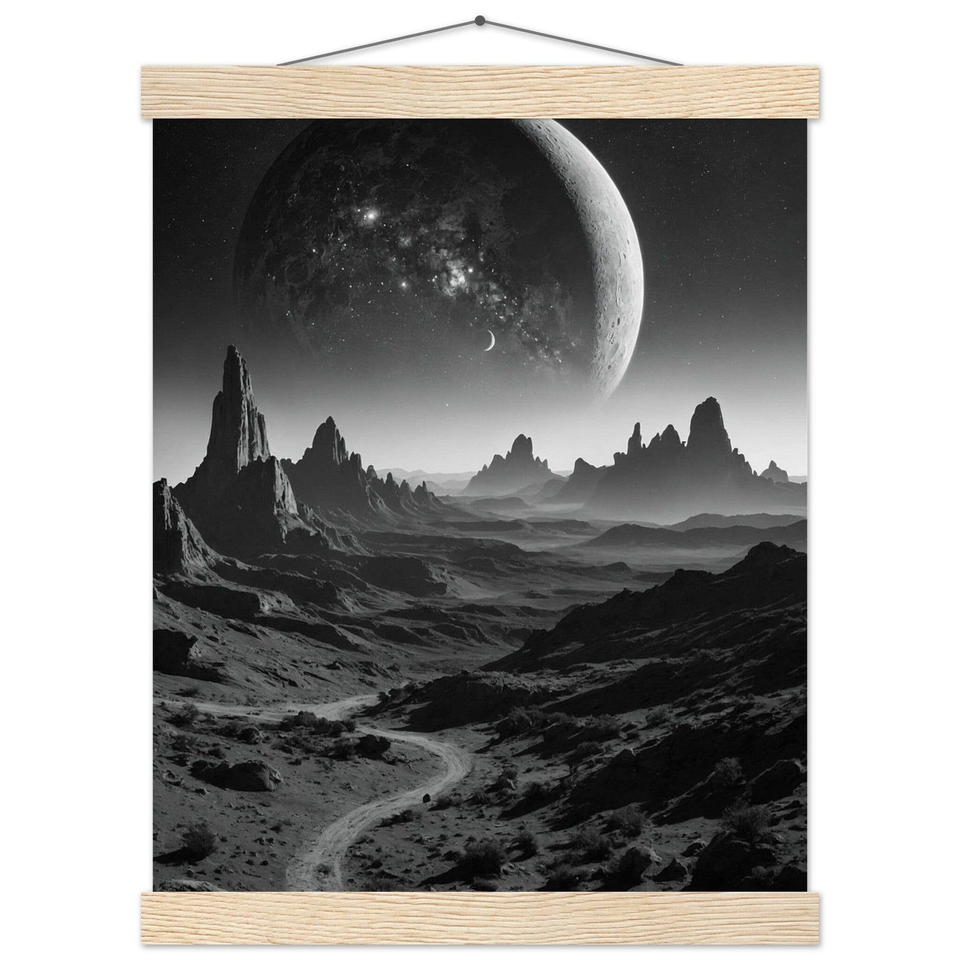 Premium Matte Paper Poster with Hanger - Minimalistische Kunstpräsentation mit Holzhänger Print Material Modern Masterpieces 27x35 cm / 11x14″ Natural wood wall hanger 