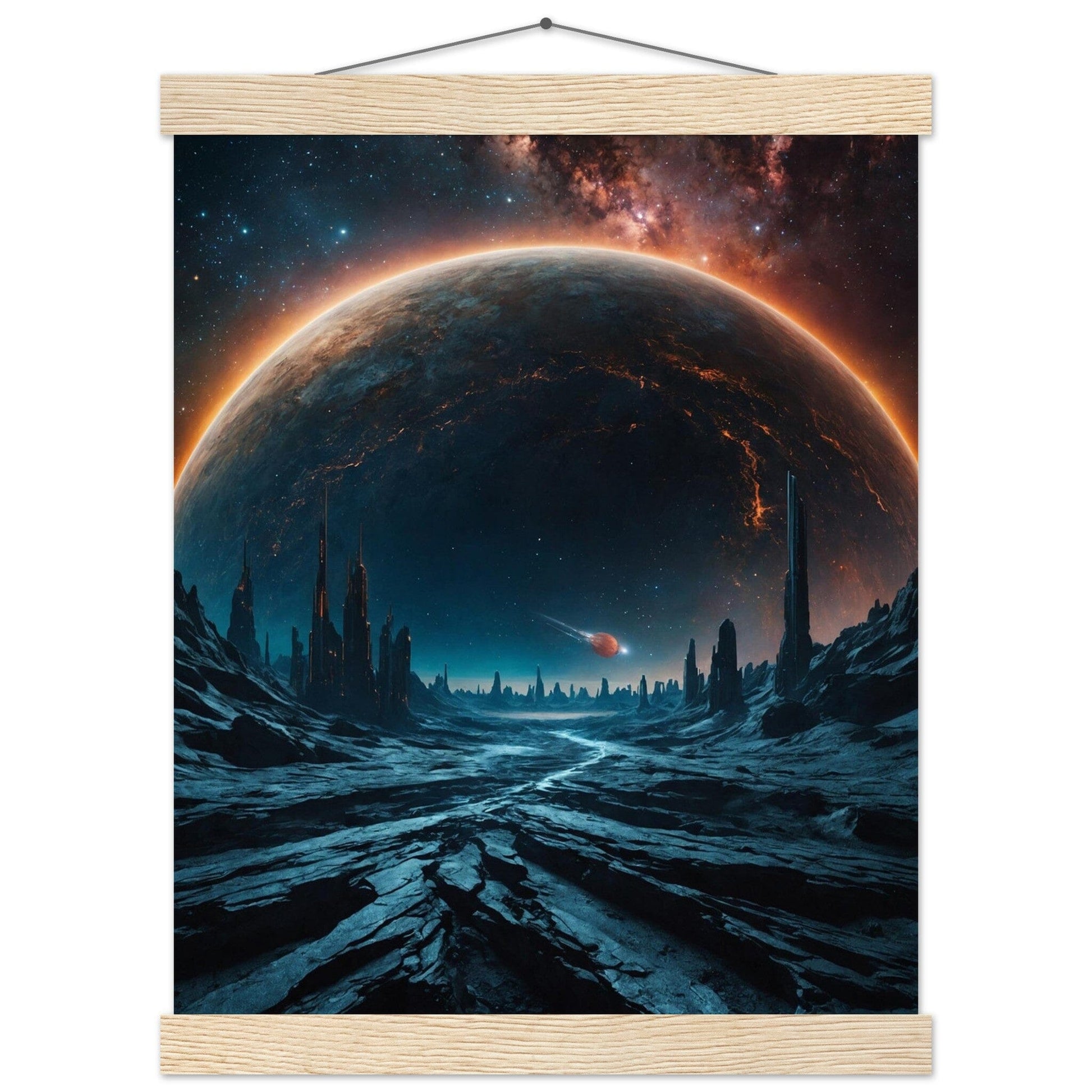 Premium Matte Paper Poster with Hanger - Minimalistische Kunstpräsentation mit Holzhänger Print Material Modern Masterpieces 27x35 cm / 11x14″ Natural wood wall hanger 