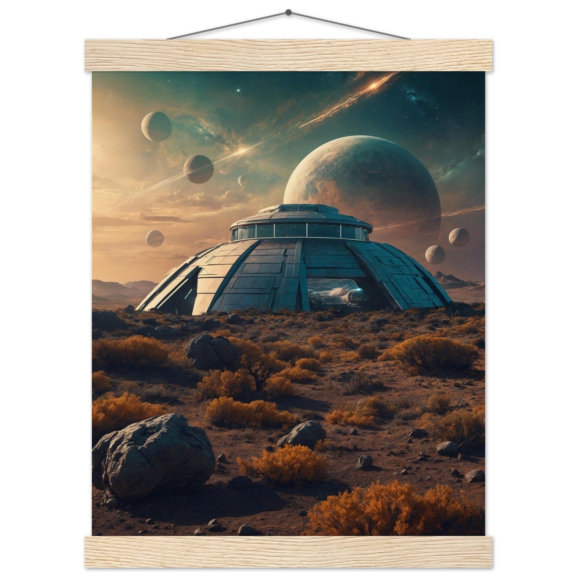 Premium Matte Paper Poster with Hanger - Minimalistische Kunstpräsentation mit Holzhänger Print Material Modern Masterpieces 27x35 cm / 11x14″ Natural wood wall hanger 