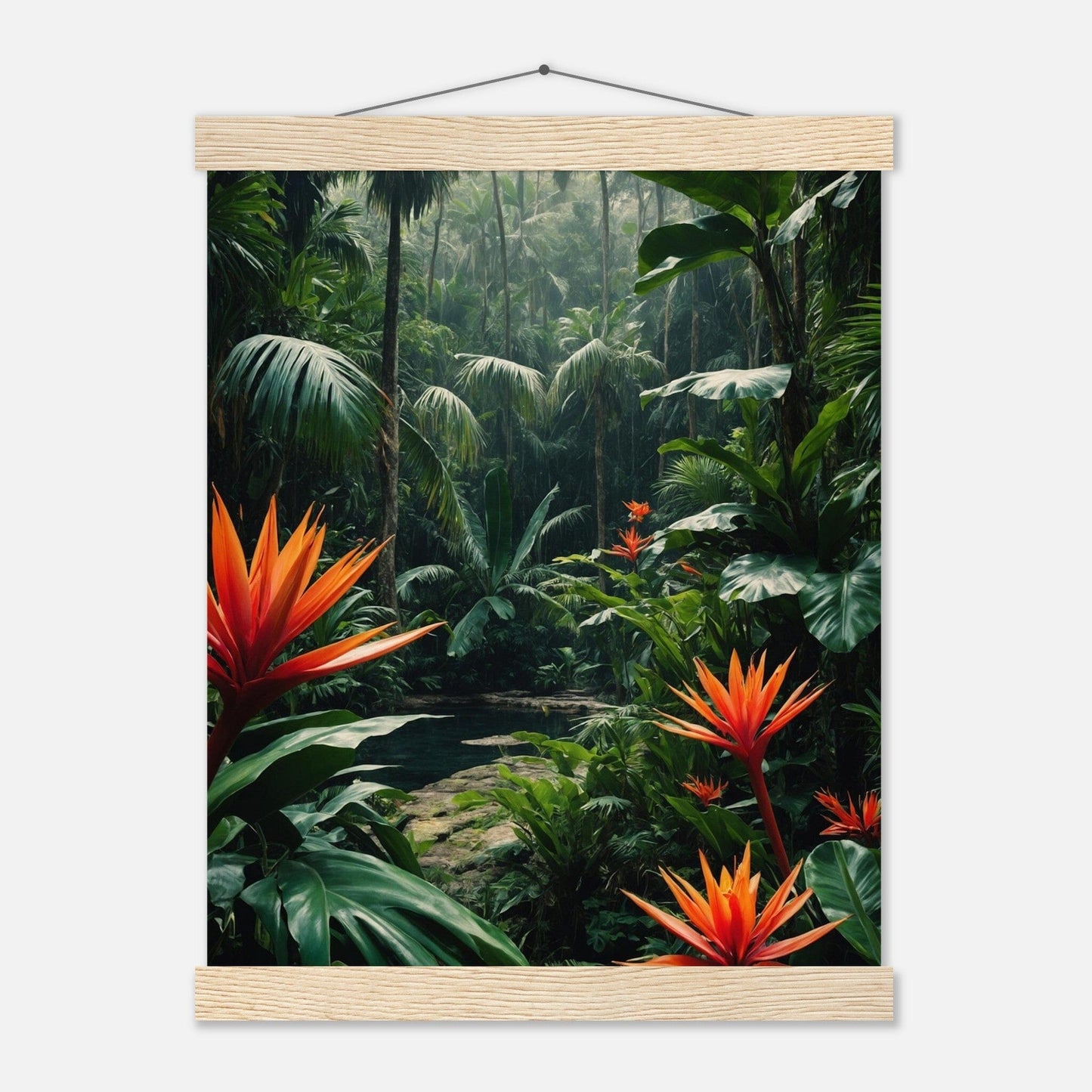 Premium Matte Paper Poster with Hanger - Minimalistische Kunstpräsentation mit Holzhänger Print Material Modern Masterpieces 27x35 cm / 11x14″ Natural wood wall hanger 