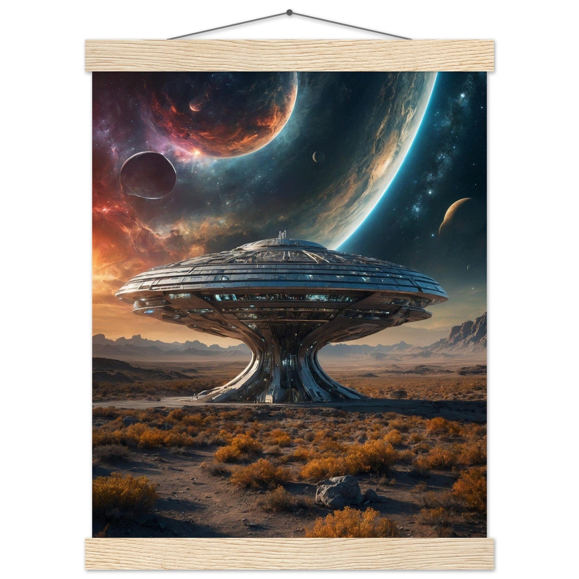Premium Matte Paper Poster with Hanger - Minimalistische Kunstpräsentation mit Holzhänger Print Material Modern Masterpieces 27x35 cm / 11x14″ Natural wood wall hanger 