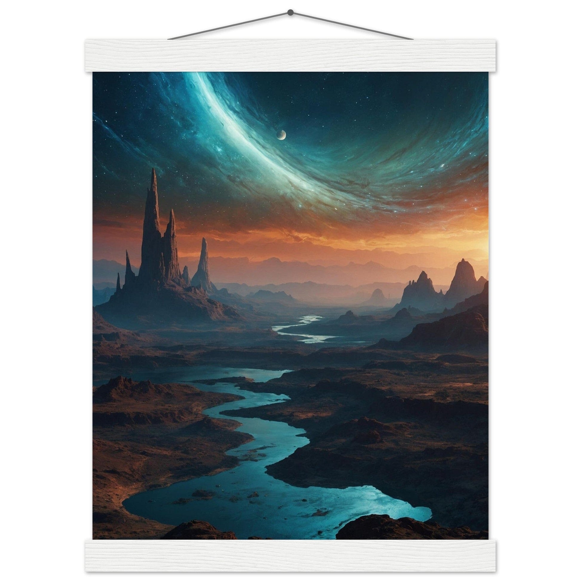 Premium Matte Paper Poster with Hanger - Minimalistische Kunstpräsentation mit Holzhänger Print Material Modern Masterpieces 27x35 cm / 11x14″ White wall hanger 