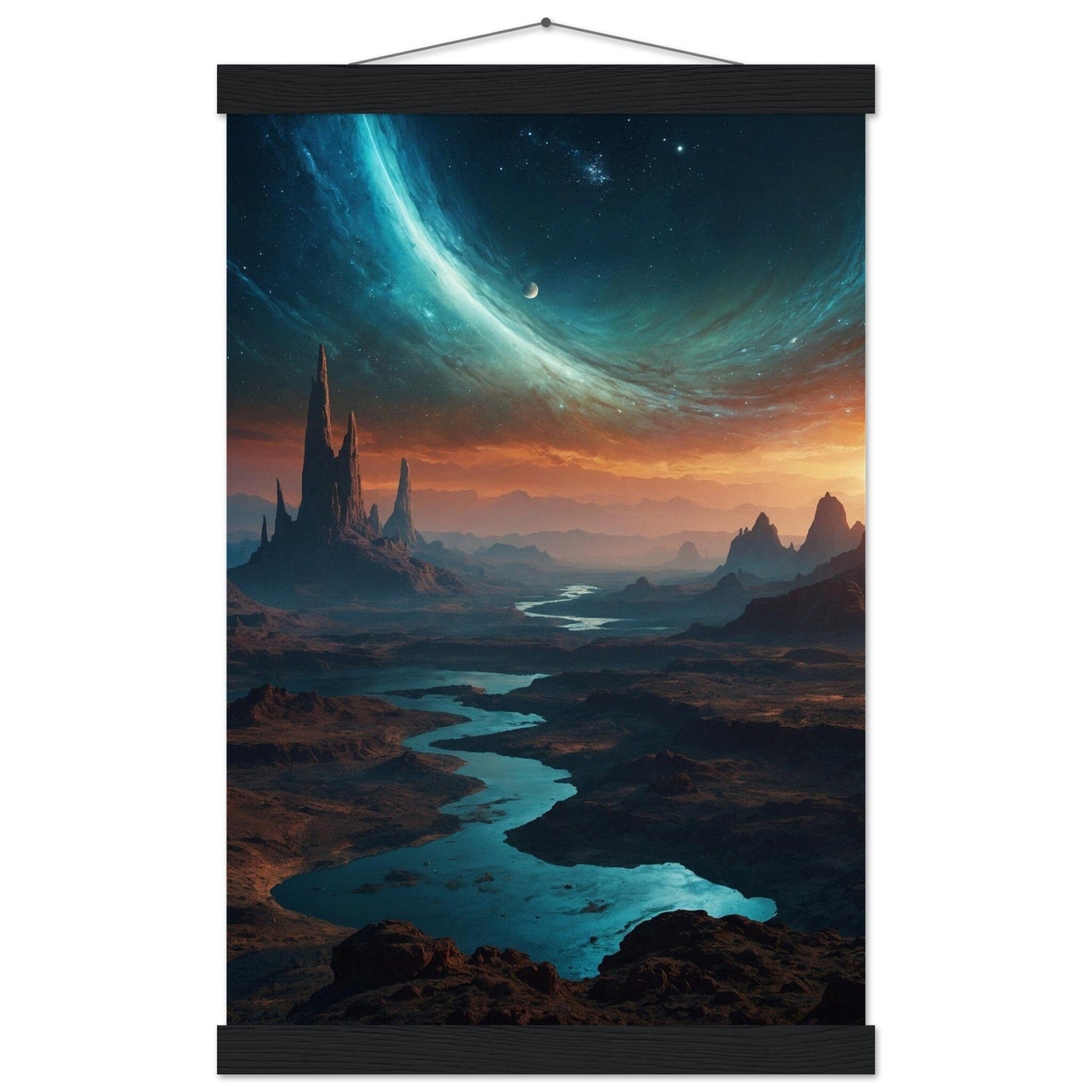 Premium Matte Paper Poster with Hanger - Minimalistische Kunstpräsentation mit Holzhänger Print Material Modern Masterpieces 28x43 cm / XL (11x17″) Black wall hanger 
