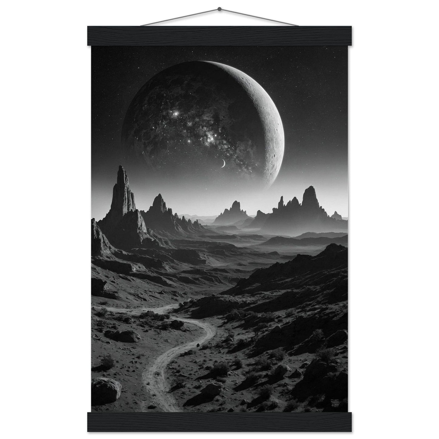 Premium Matte Paper Poster with Hanger - Minimalistische Kunstpräsentation mit Holzhänger Print Material Modern Masterpieces 28x43 cm / XL (11x17″) Black wall hanger 