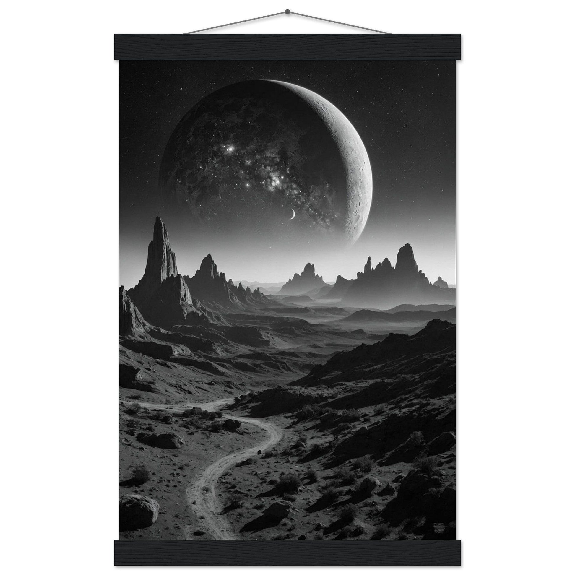 Premium Matte Paper Poster with Hanger - Minimalistische Kunstpräsentation mit Holzhänger Print Material Modern Masterpieces 28x43 cm / XL (11x17″) Black wall hanger 