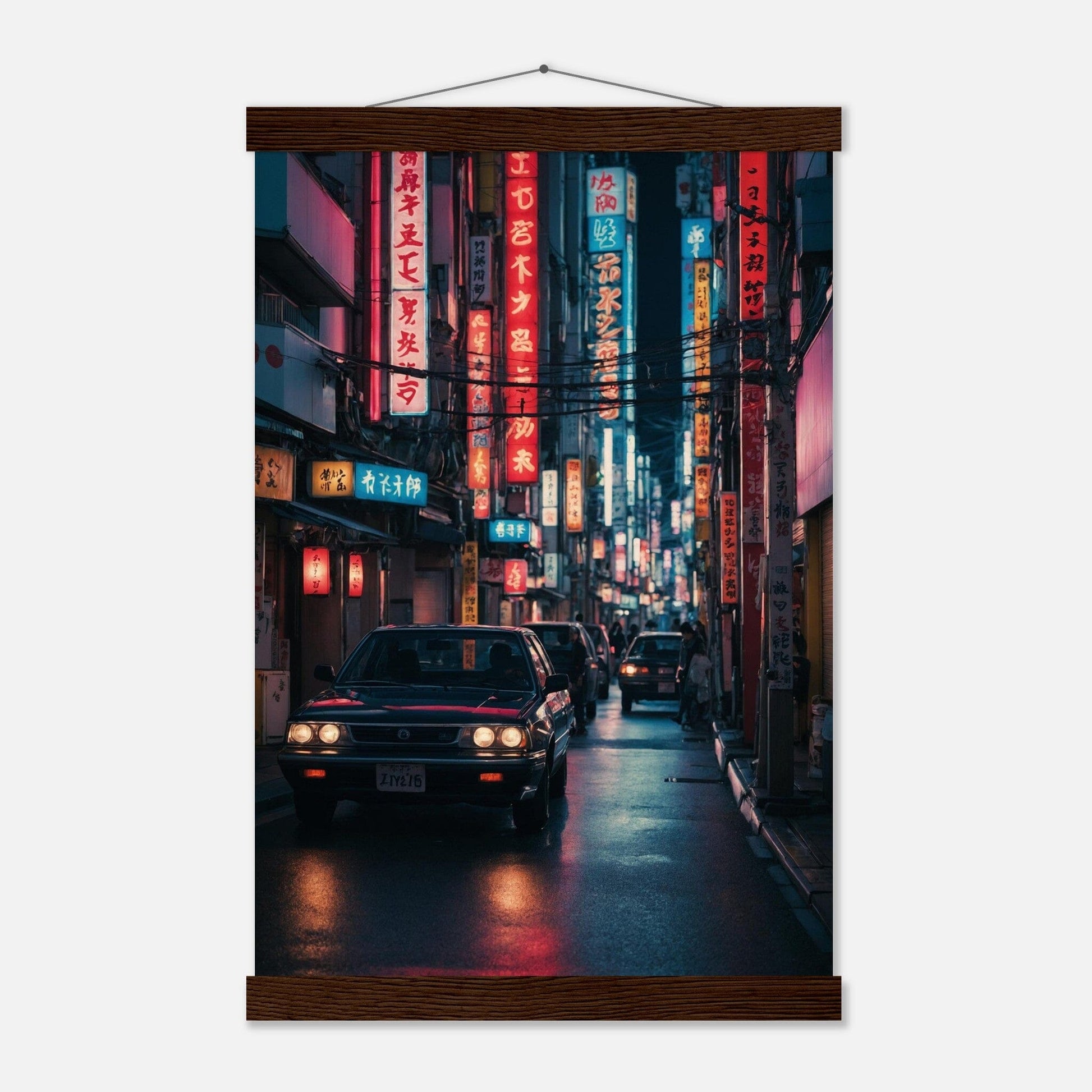 Premium Matte Paper Poster with Hanger - Minimalistische Kunstpräsentation mit Holzhänger Print Material Modern Masterpieces 28x43 cm / XL (11x17″) Dark wood wall hanger 