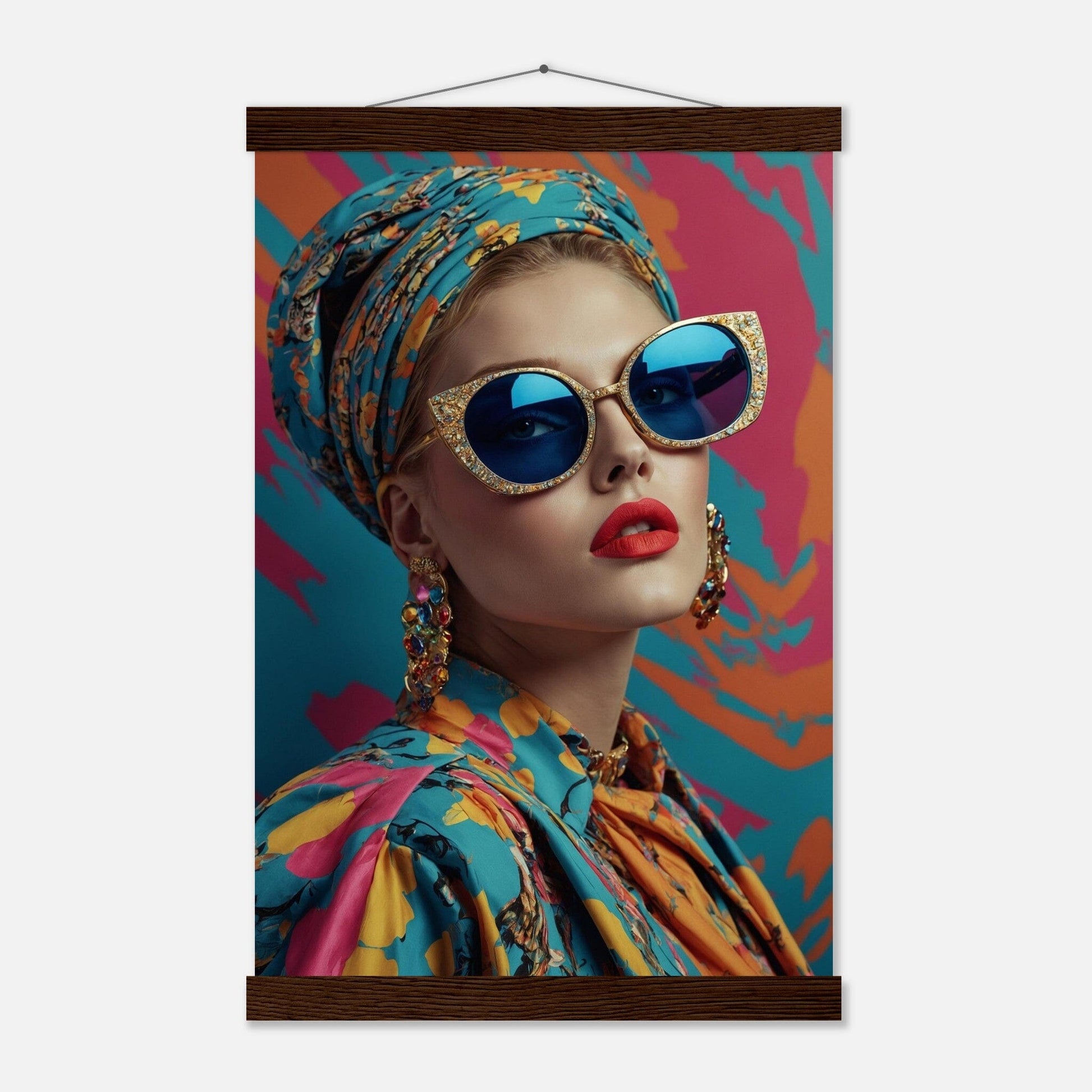 Premium Matte Paper Poster with Hanger - Minimalistische Kunstpräsentation mit Holzhänger Print Material Modern Masterpieces 28x43 cm / XL (11x17″) Dark wood wall hanger 