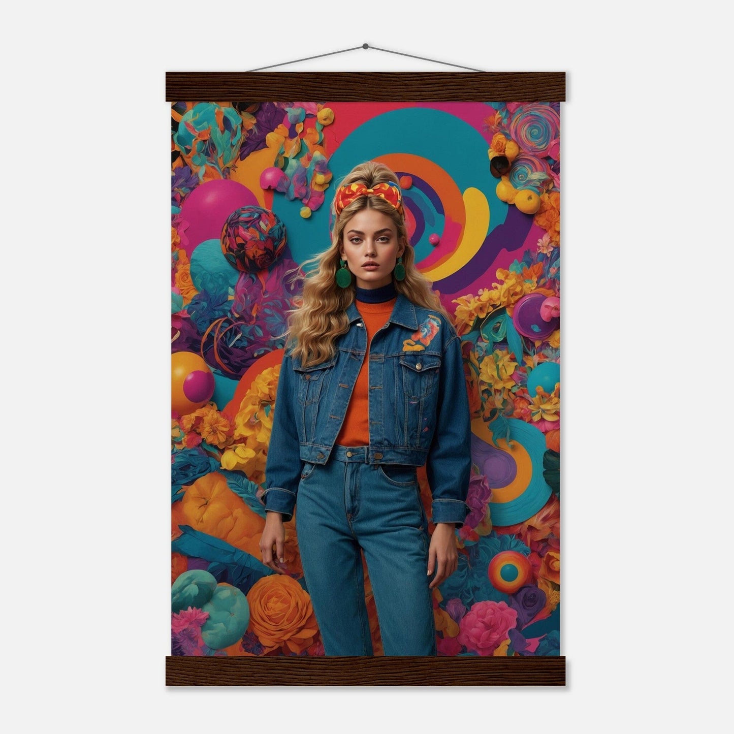 Premium Matte Paper Poster with Hanger - Minimalistische Kunstpräsentation mit Holzhänger Print Material Modern Masterpieces 28x43 cm / XL (11x17″) Dark wood wall hanger 