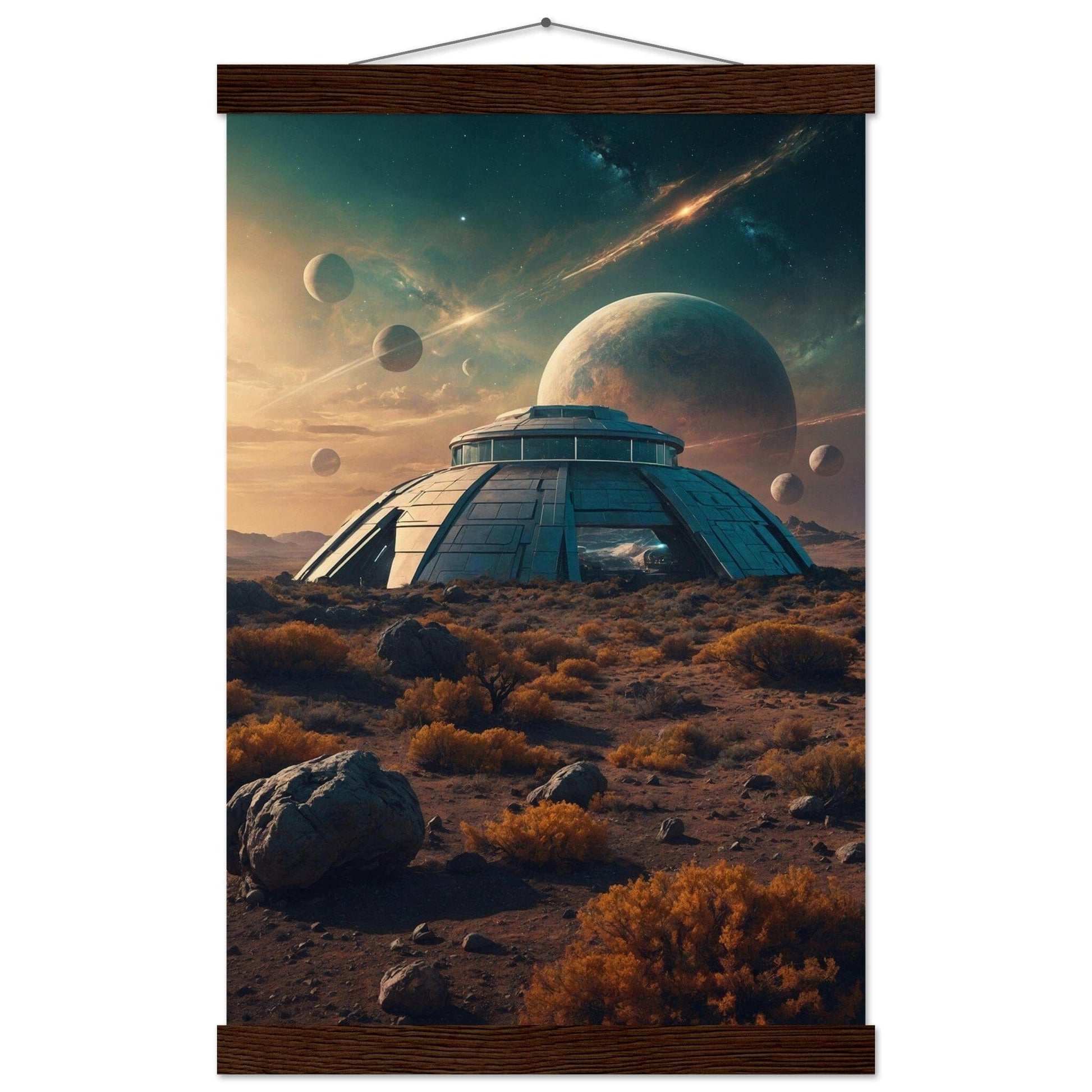 Premium Matte Paper Poster with Hanger - Minimalistische Kunstpräsentation mit Holzhänger Print Material Modern Masterpieces 28x43 cm / XL (11x17″) Dark wood wall hanger 