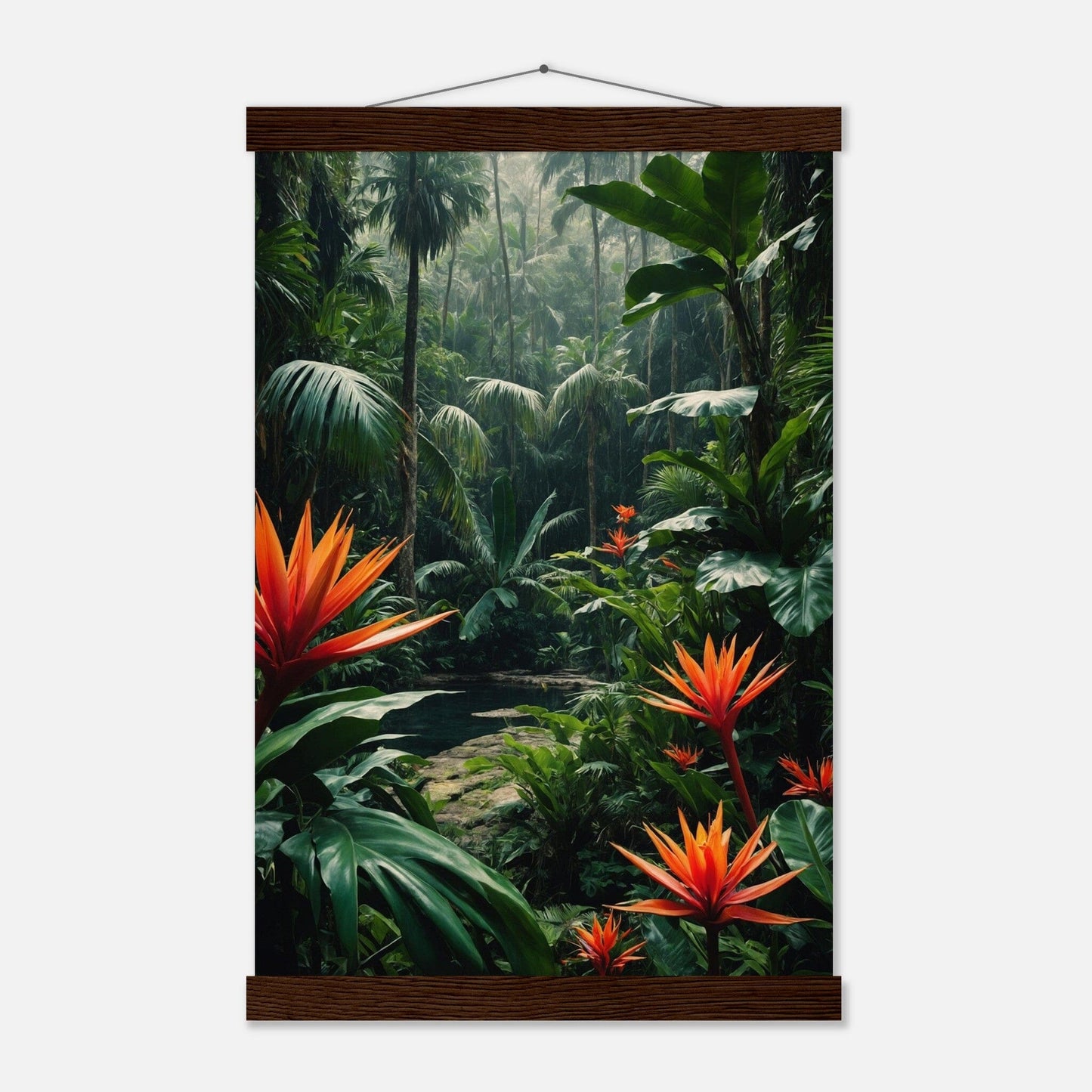 Premium Matte Paper Poster with Hanger - Minimalistische Kunstpräsentation mit Holzhänger Print Material Modern Masterpieces 28x43 cm / XL (11x17″) Dark wood wall hanger 