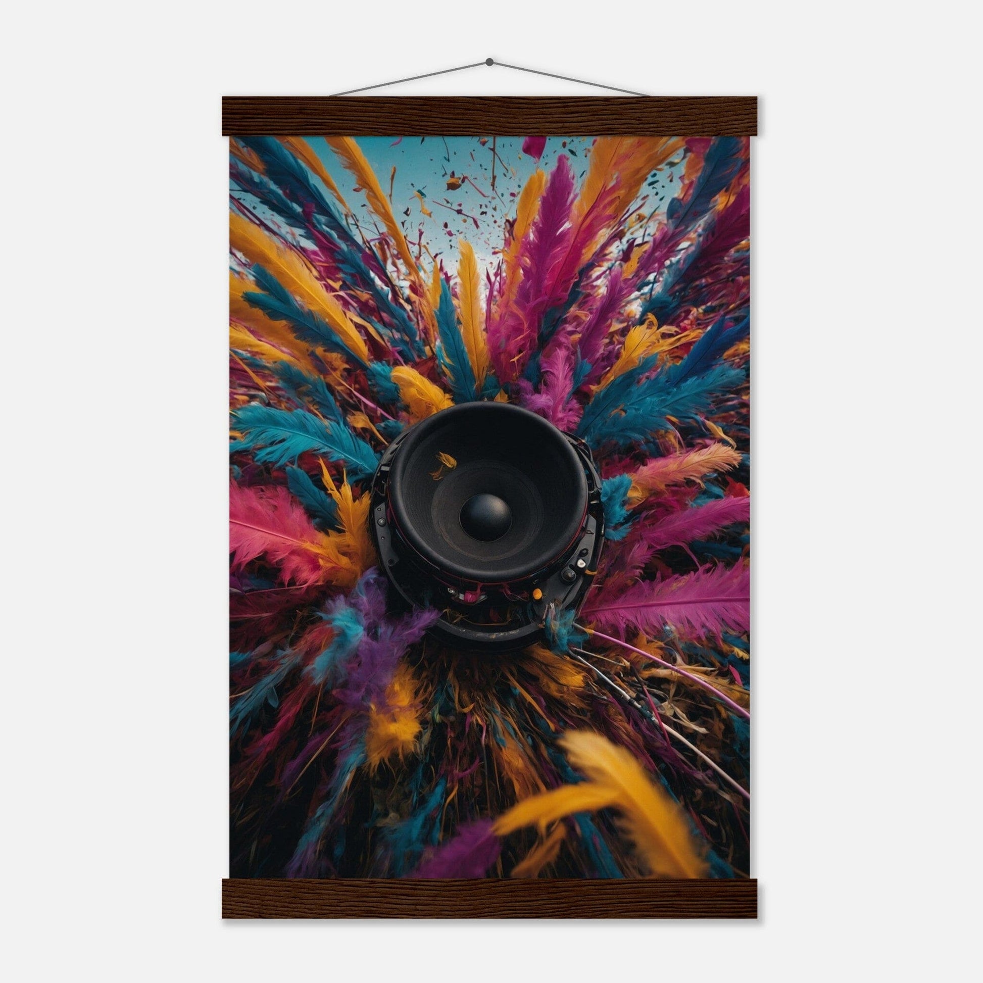 Premium Matte Paper Poster with Hanger - Minimalistische Kunstpräsentation mit Holzhänger Print Material Modern Masterpieces 28x43 cm / XL (11x17″) Dark wood wall hanger 