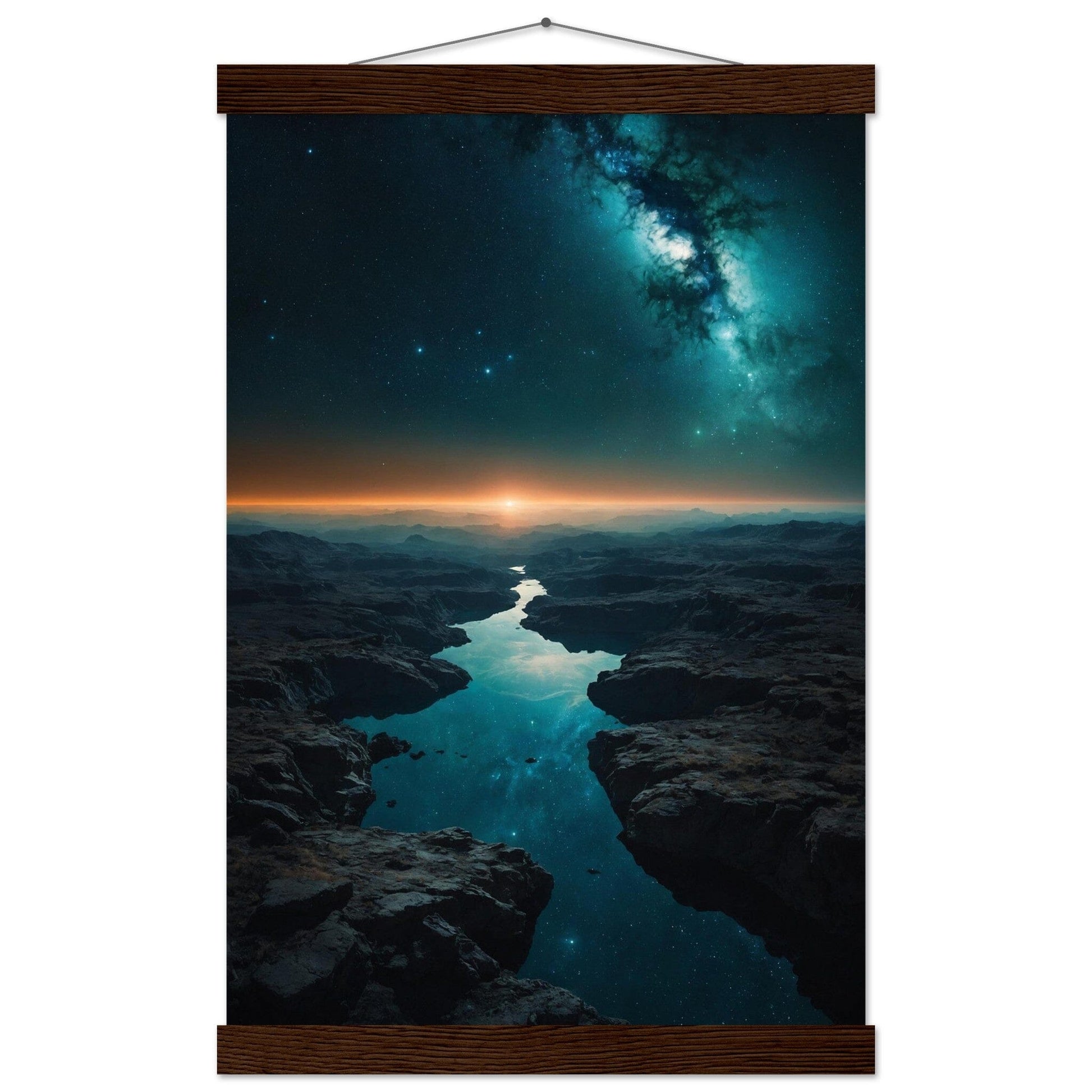 Premium Matte Paper Poster with Hanger - Minimalistische Kunstpräsentation mit Holzhänger Print Material Modern Masterpieces 28x43 cm / XL (11x17″) Dark wood wall hanger 