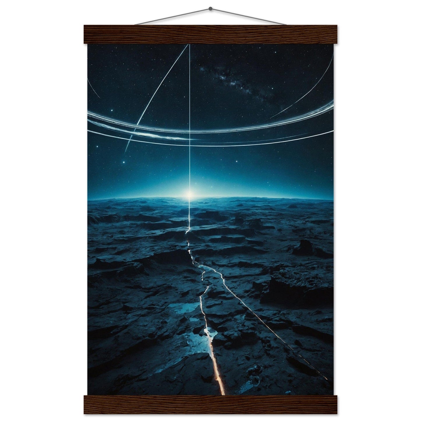 Premium Matte Paper Poster with Hanger - Minimalistische Kunstpräsentation mit Holzhänger Print Material Modern Masterpieces 28x43 cm / XL (11x17″) Dark wood wall hanger 