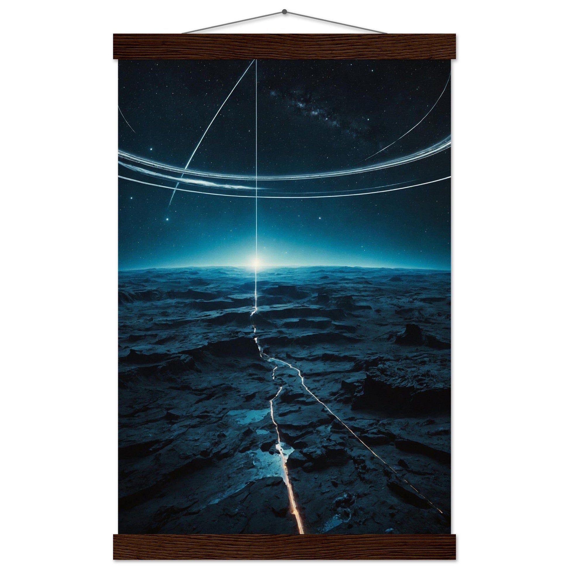 Premium Matte Paper Poster with Hanger - Minimalistische Kunstpräsentation mit Holzhänger Print Material Modern Masterpieces 28x43 cm / XL (11x17″) Dark wood wall hanger 