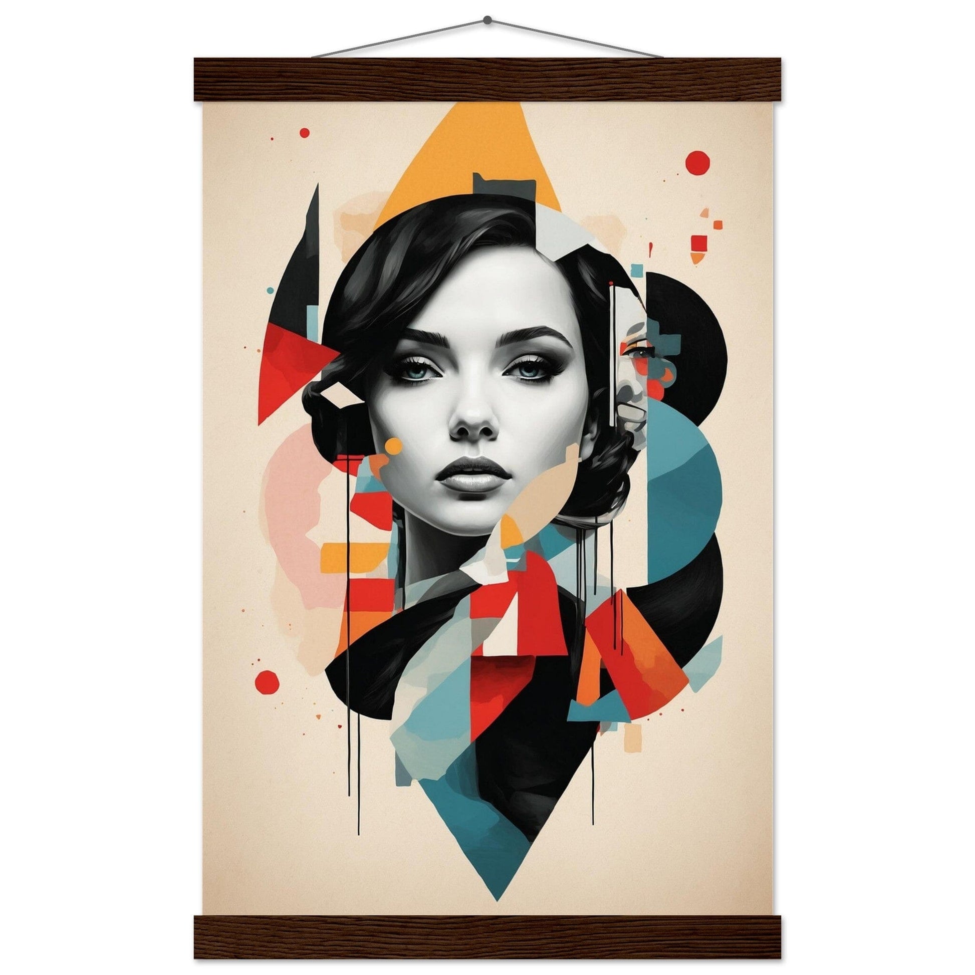 Premium Matte Paper Poster with Hanger - Minimalistische Kunstpräsentation mit Holzhänger Print Material Modern Masterpieces 28x43 cm / XL (11x17″) Dark wood wall hanger 