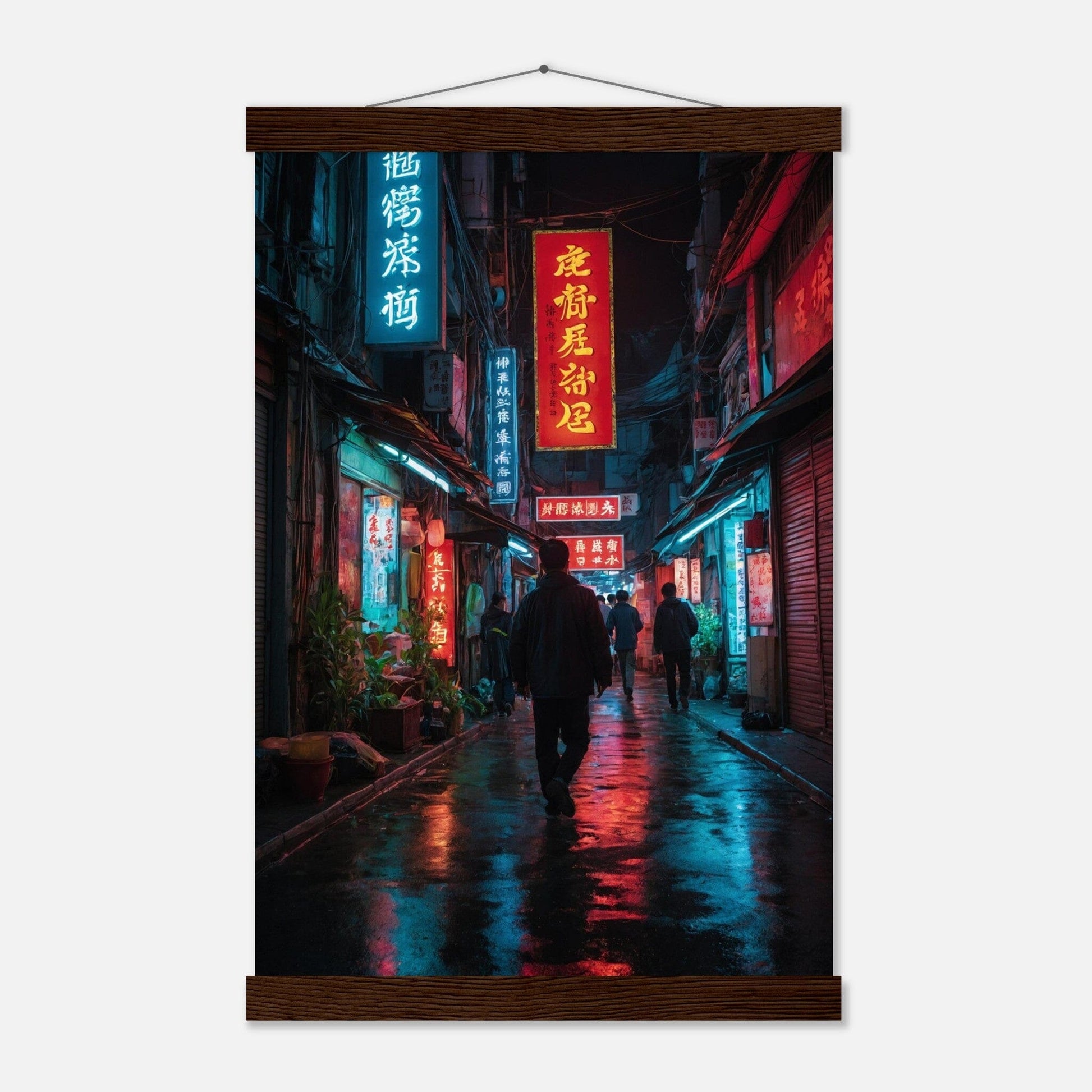 Premium Matte Paper Poster with Hanger - Minimalistische Kunstpräsentation mit Holzhänger Print Material Modern Masterpieces 28x43 cm / XL (11x17″) Dark wood wall hanger 