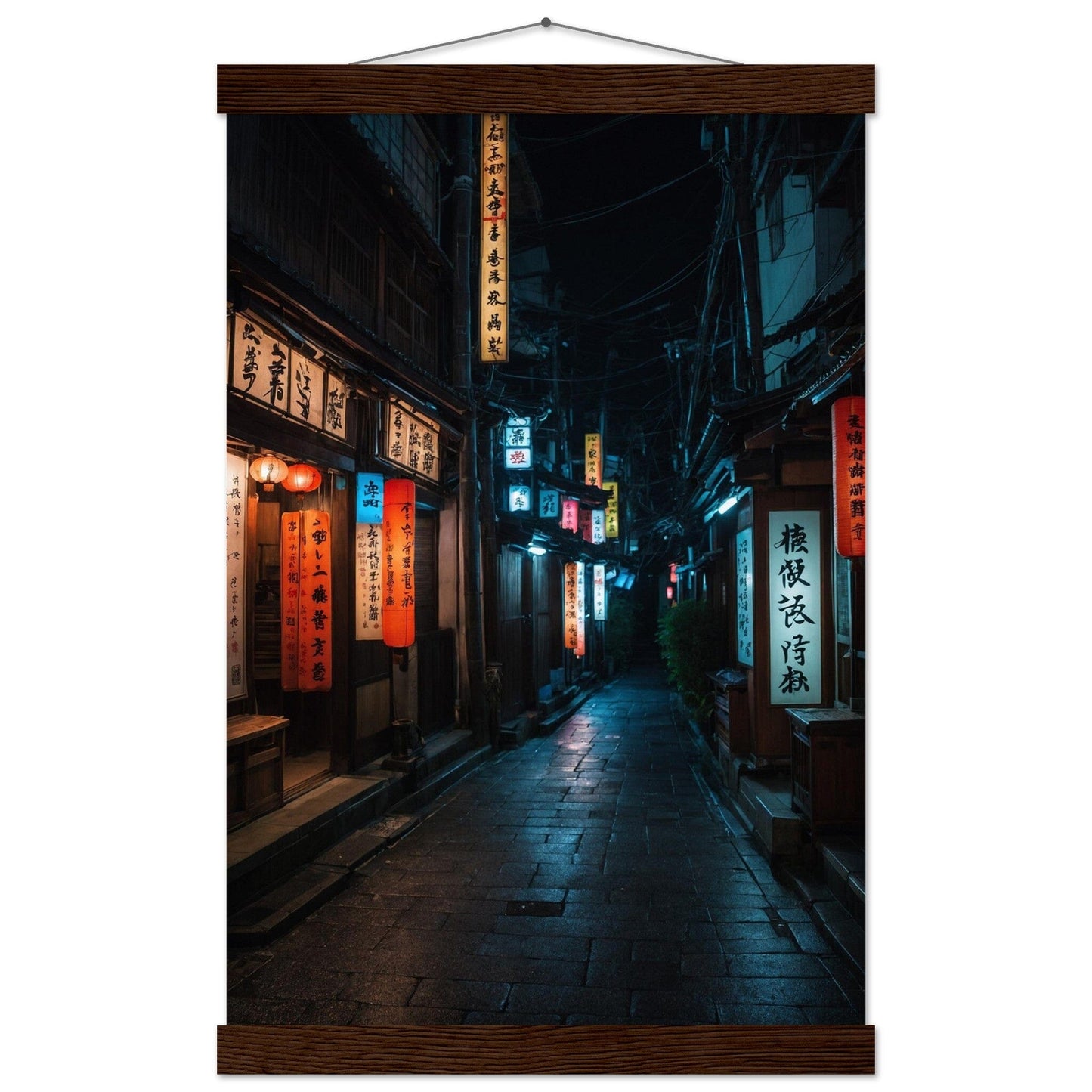 Premium Matte Paper Poster with Hanger - Minimalistische Kunstpräsentation mit Holzhänger Print Material Modern Masterpieces 28x43 cm / XL (11x17″) Dark wood wall hanger 