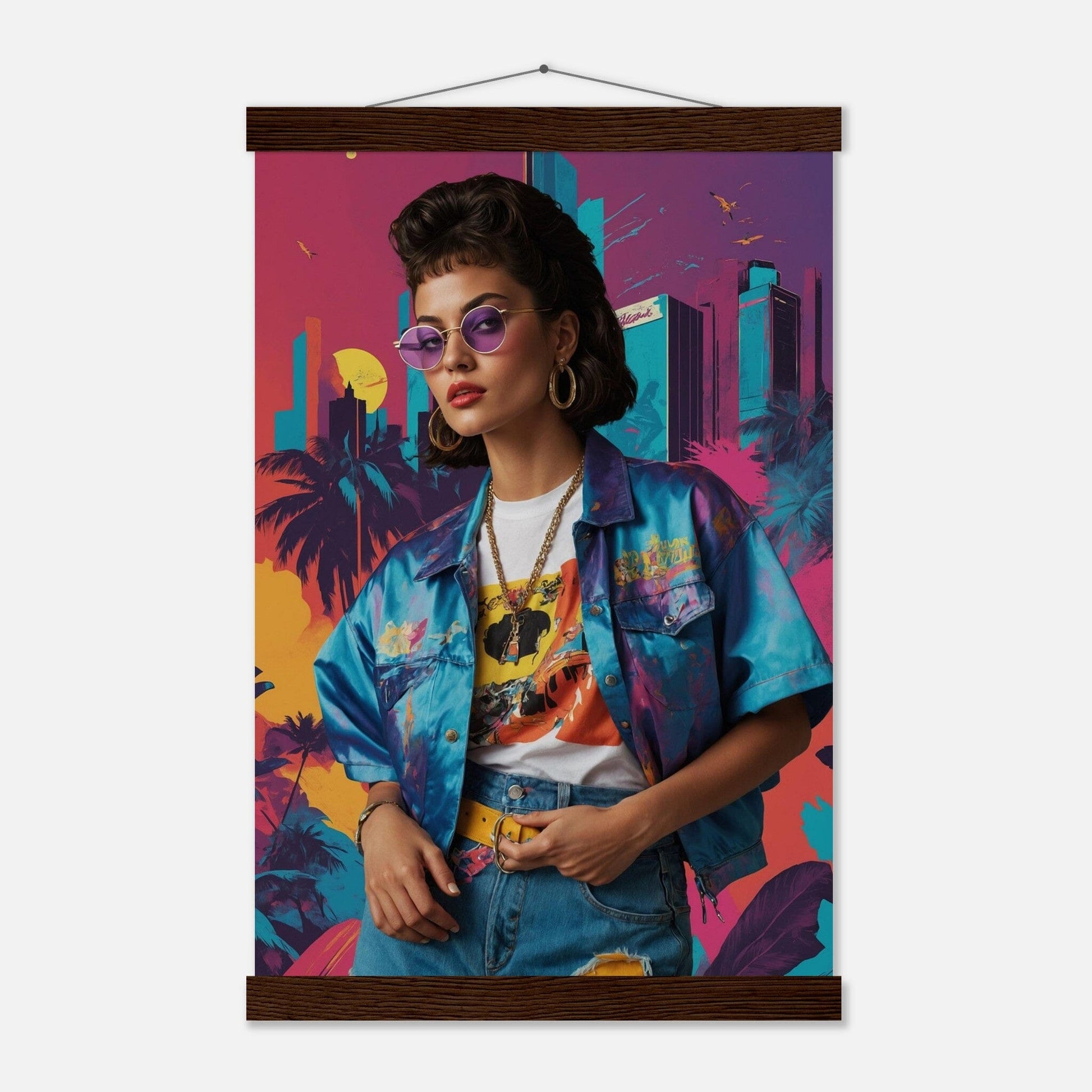 Premium Matte Paper Poster with Hanger - Minimalistische Kunstpräsentation mit Holzhänger Print Material Modern Masterpieces 28x43 cm / XL (11x17″) Dark wood wall hanger 