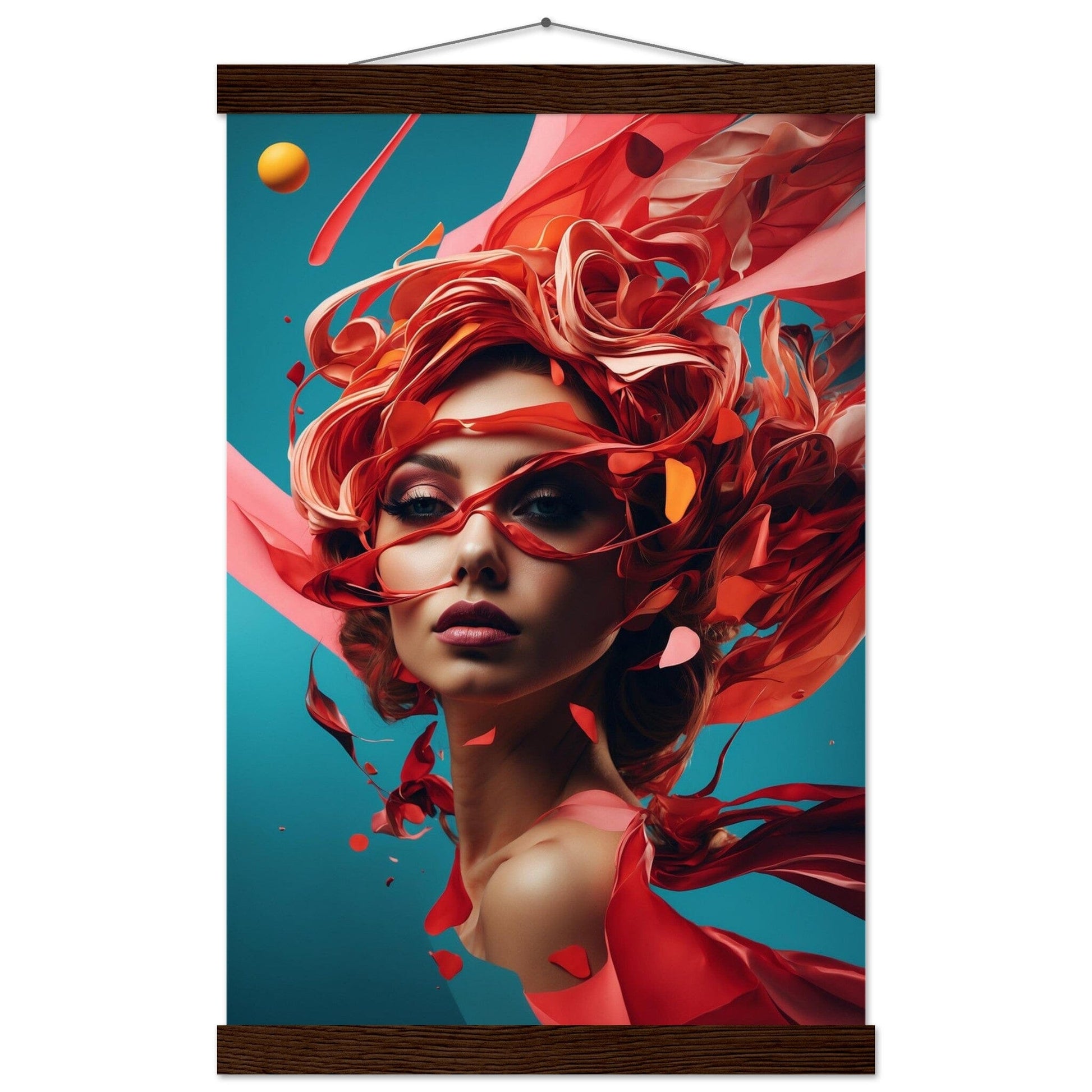 Premium Matte Paper Poster with Hanger - Minimalistische Kunstpräsentation mit Holzhänger Print Material Modern Masterpieces 28x43 cm / XL (11x17″) Dark wood wall hanger 
