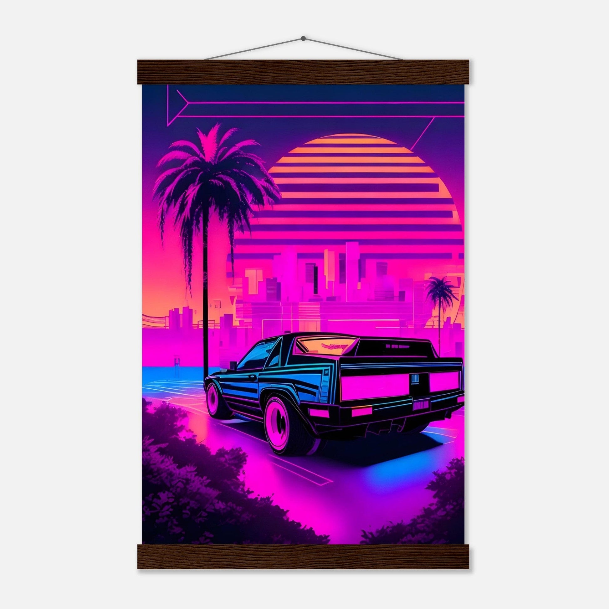 Premium Matte Paper Poster with Hanger - Minimalistische Kunstpräsentation mit Holzhänger Print Material Modern Masterpieces 28x43 cm / XL (11x17″) Dark wood wall hanger 