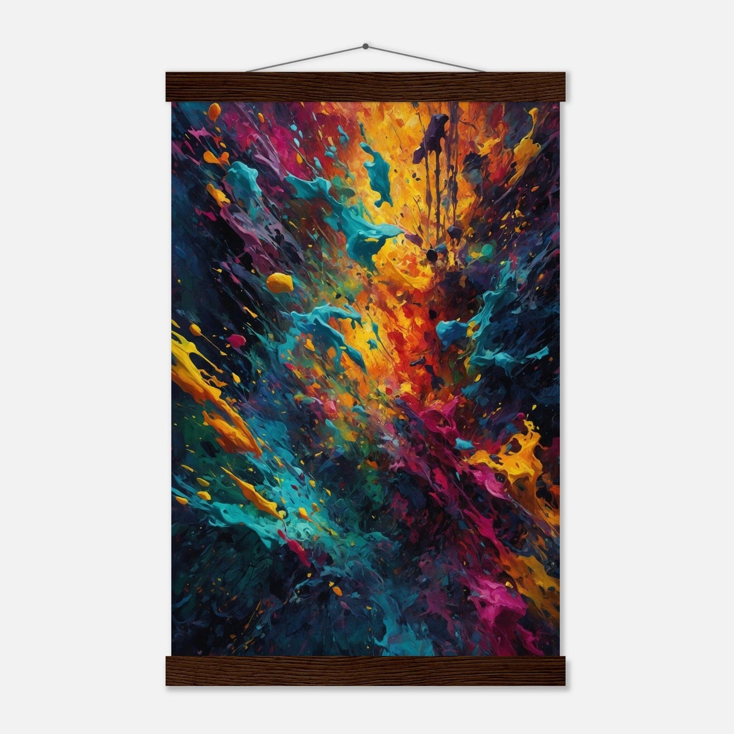 Premium Matte Paper Poster with Hanger - Minimalistische Kunstpräsentation mit Holzhänger Print Material Modern Masterpieces 28x43 cm / XL (11x17″) Dark wood wall hanger 