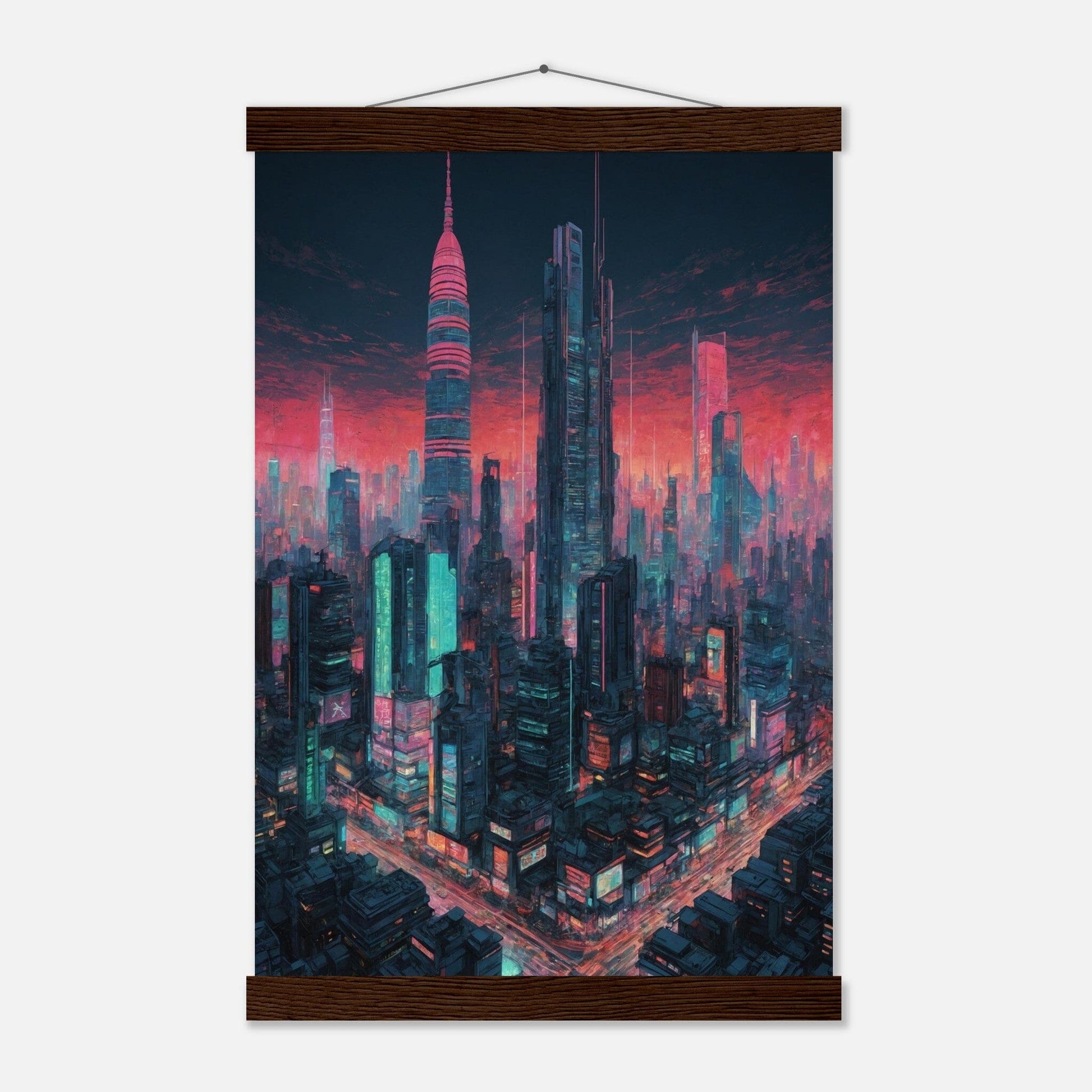 Premium Matte Paper Poster with Hanger - Minimalistische Kunstpräsentation mit Holzhänger Print Material Modern Masterpieces 28x43 cm / XL (11x17″) Dark wood wall hanger 
