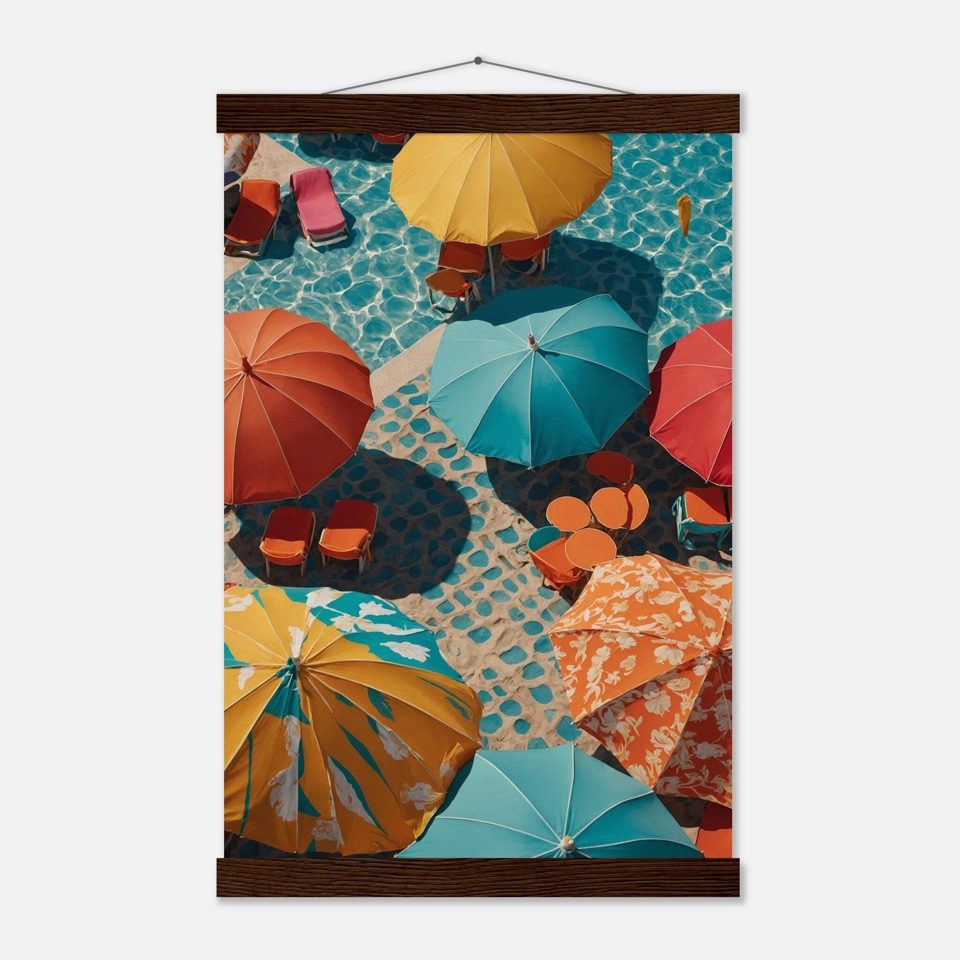 Premium Matte Paper Poster with Hanger - Minimalistische Kunstpräsentation mit Holzhänger Print Material Modern Masterpieces 28x43 cm / XL (11x17″) Dark wood wall hanger 