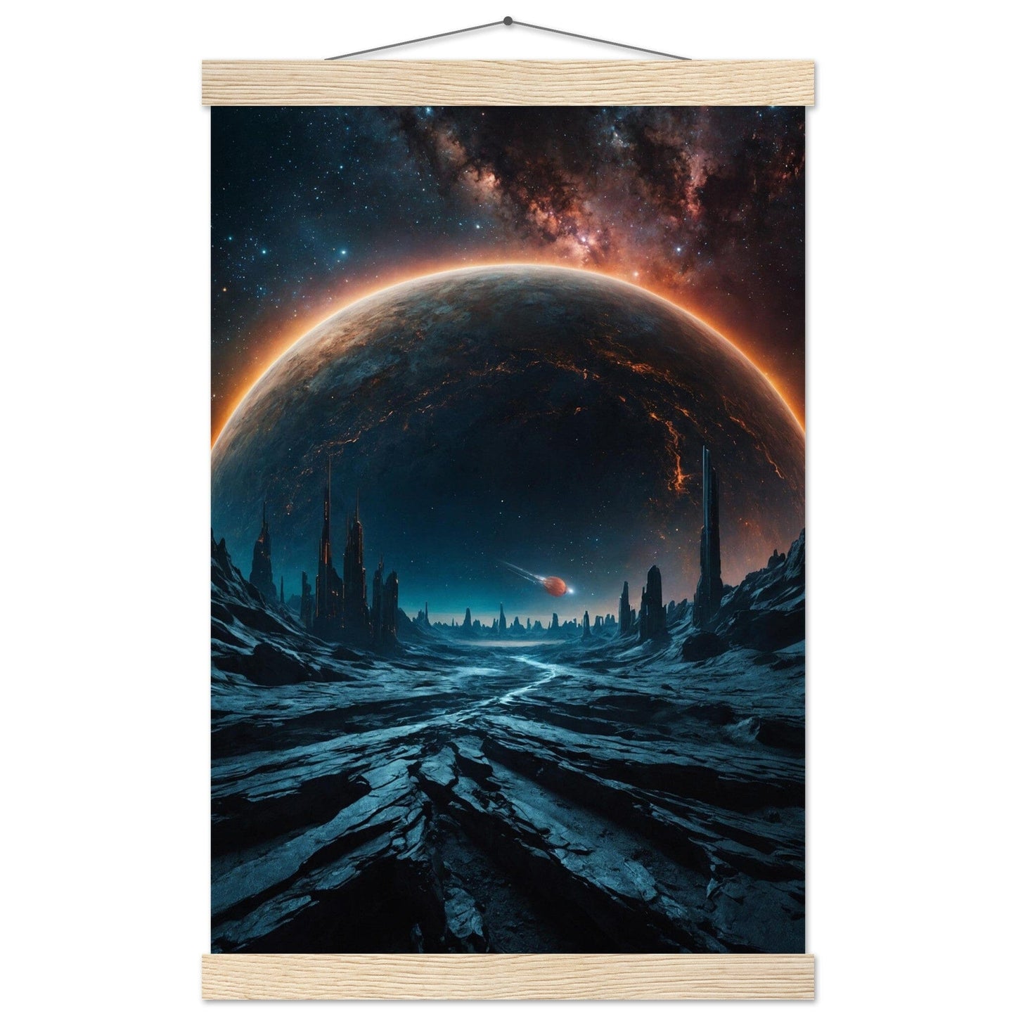 Premium Matte Paper Poster with Hanger - Minimalistische Kunstpräsentation mit Holzhänger Print Material Modern Masterpieces 28x43 cm / XL (11x17″) Natural wood wall hanger 