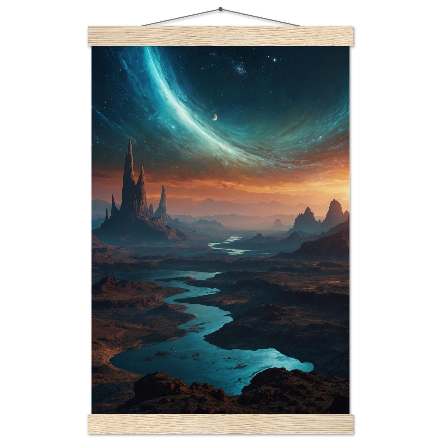 Premium Matte Paper Poster with Hanger - Minimalistische Kunstpräsentation mit Holzhänger Print Material Modern Masterpieces 28x43 cm / XL (11x17″) Natural wood wall hanger 
