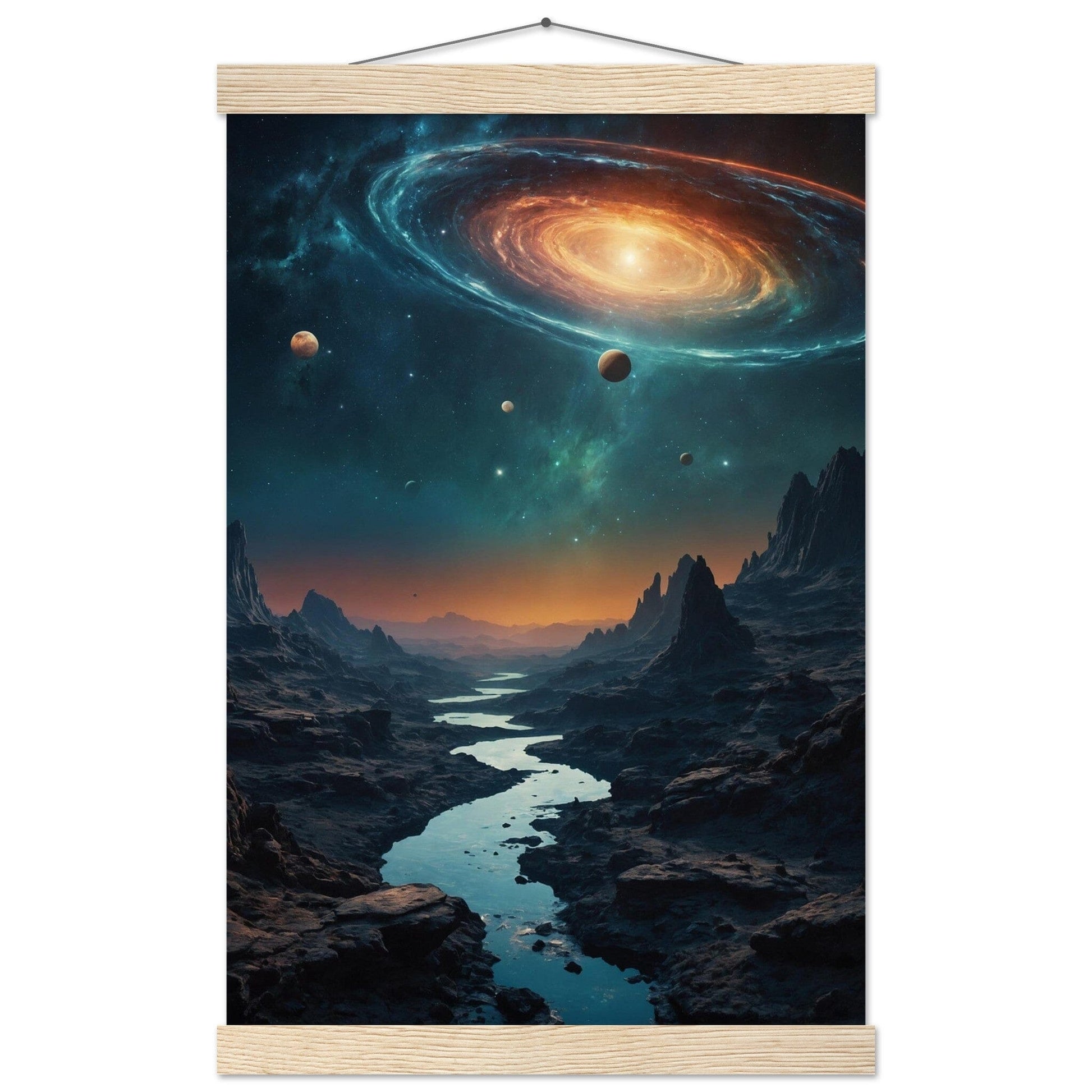 Premium Matte Paper Poster with Hanger - Minimalistische Kunstpräsentation mit Holzhänger Print Material Modern Masterpieces 28x43 cm / XL (11x17″) Natural wood wall hanger 