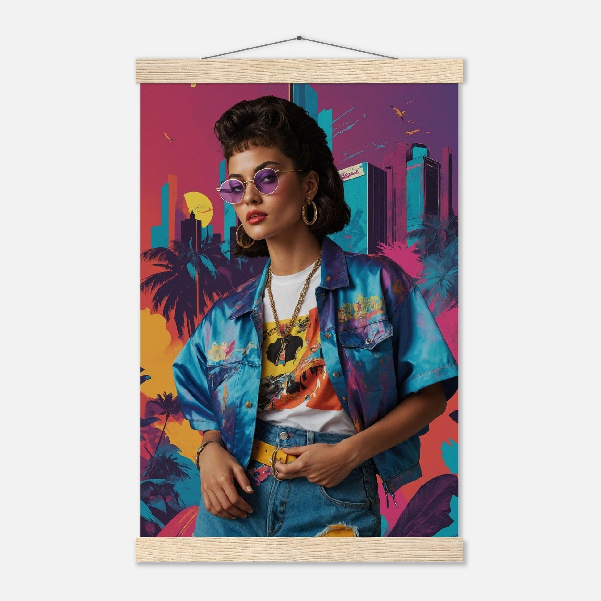 Premium Matte Paper Poster with Hanger - Minimalistische Kunstpräsentation mit Holzhänger Print Material Modern Masterpieces 28x43 cm / XL (11x17″) Natural wood wall hanger 