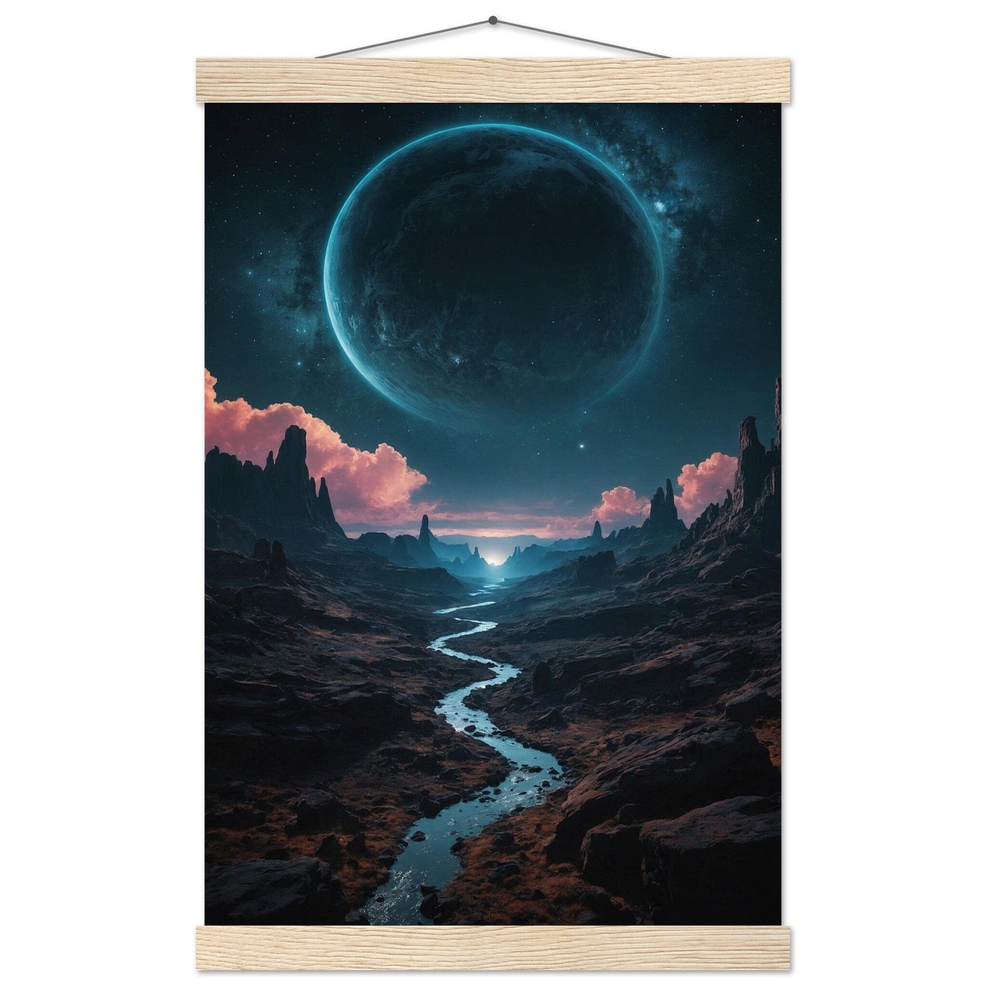 Premium Matte Paper Poster with Hanger - Minimalistische Kunstpräsentation mit Holzhänger Print Material Modern Masterpieces 28x43 cm / XL (11x17″) Natural wood wall hanger 