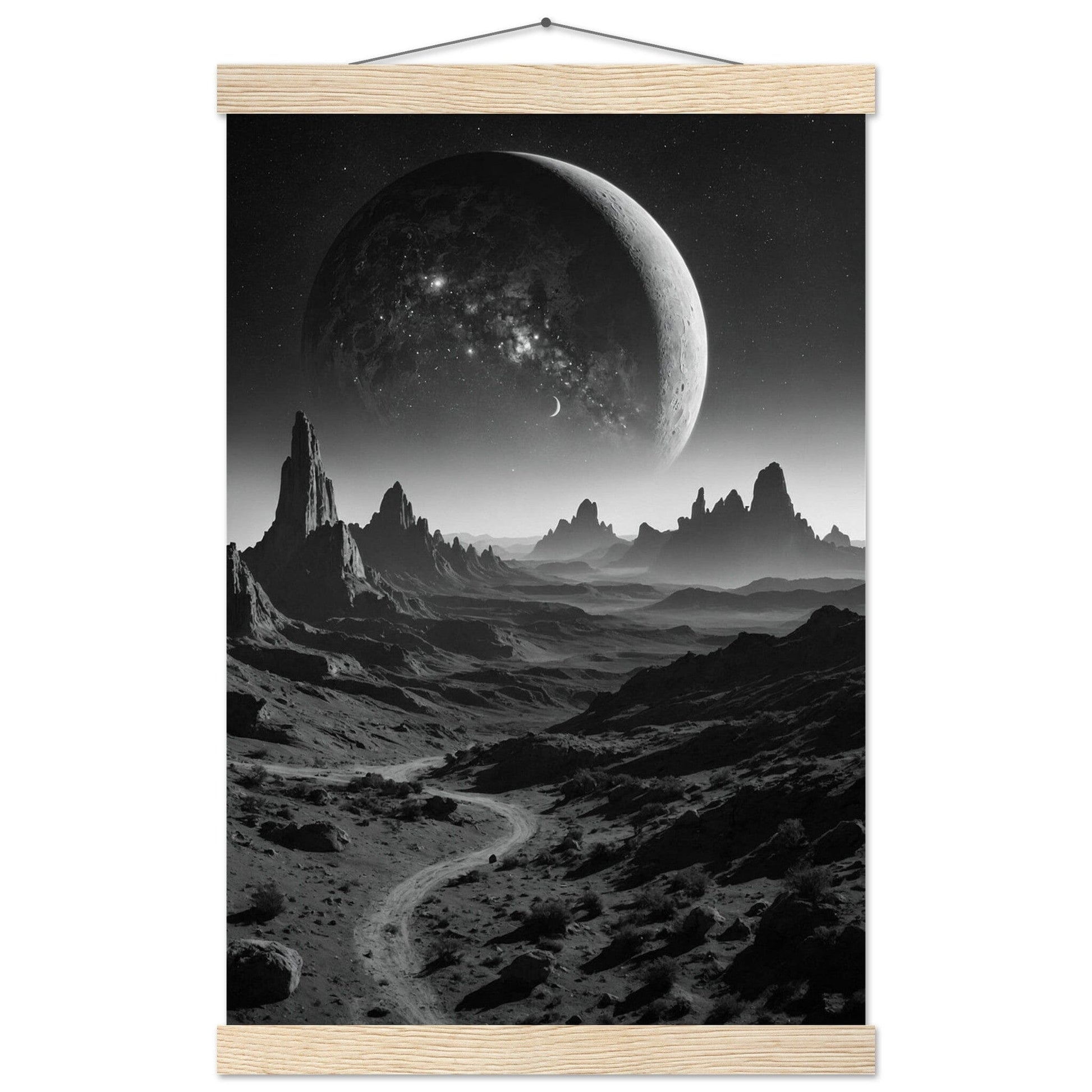 Premium Matte Paper Poster with Hanger - Minimalistische Kunstpräsentation mit Holzhänger Print Material Modern Masterpieces 28x43 cm / XL (11x17″) Natural wood wall hanger 